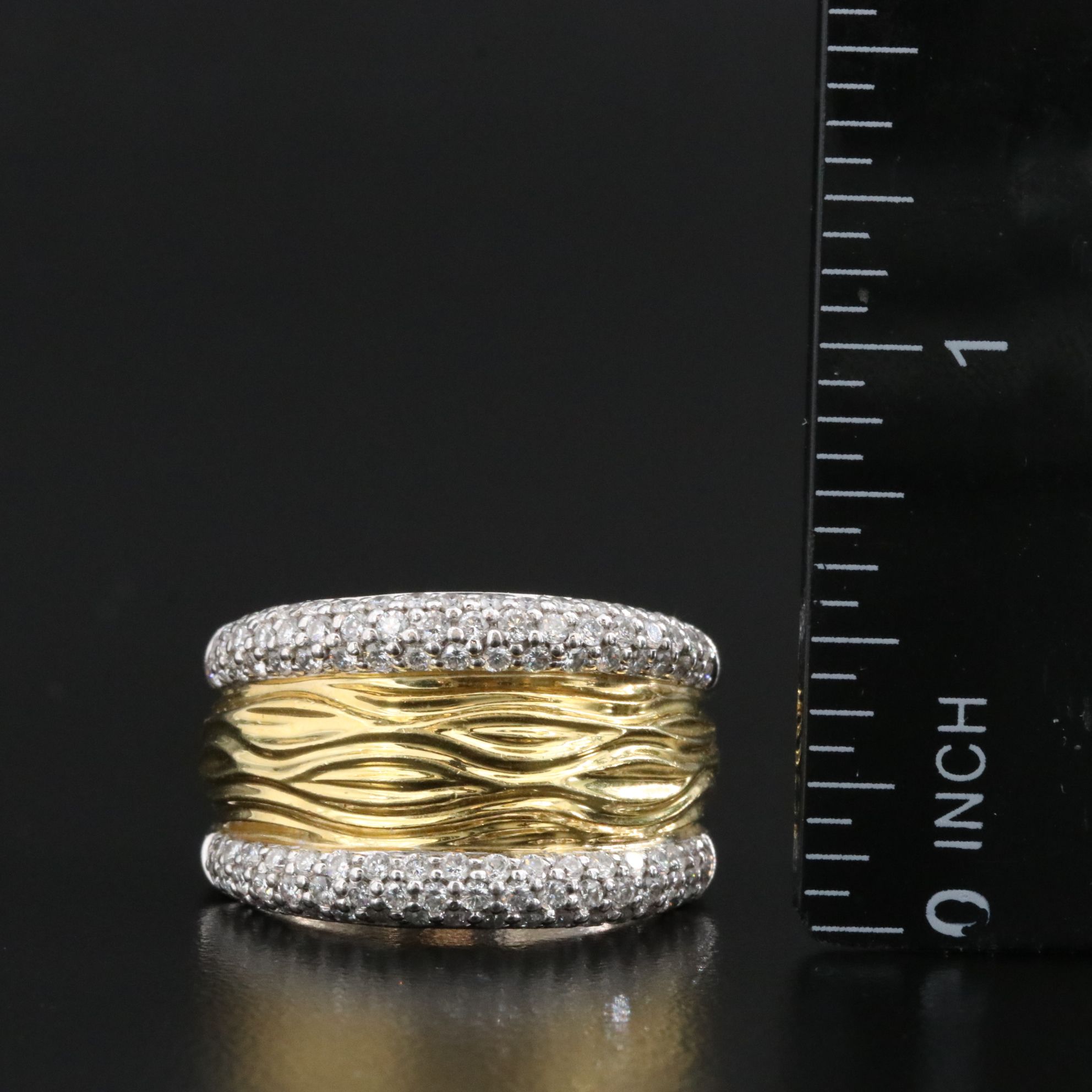 Spark Creations 18K Two Tone 1.40 CTW Diamond Faux Bois Ring