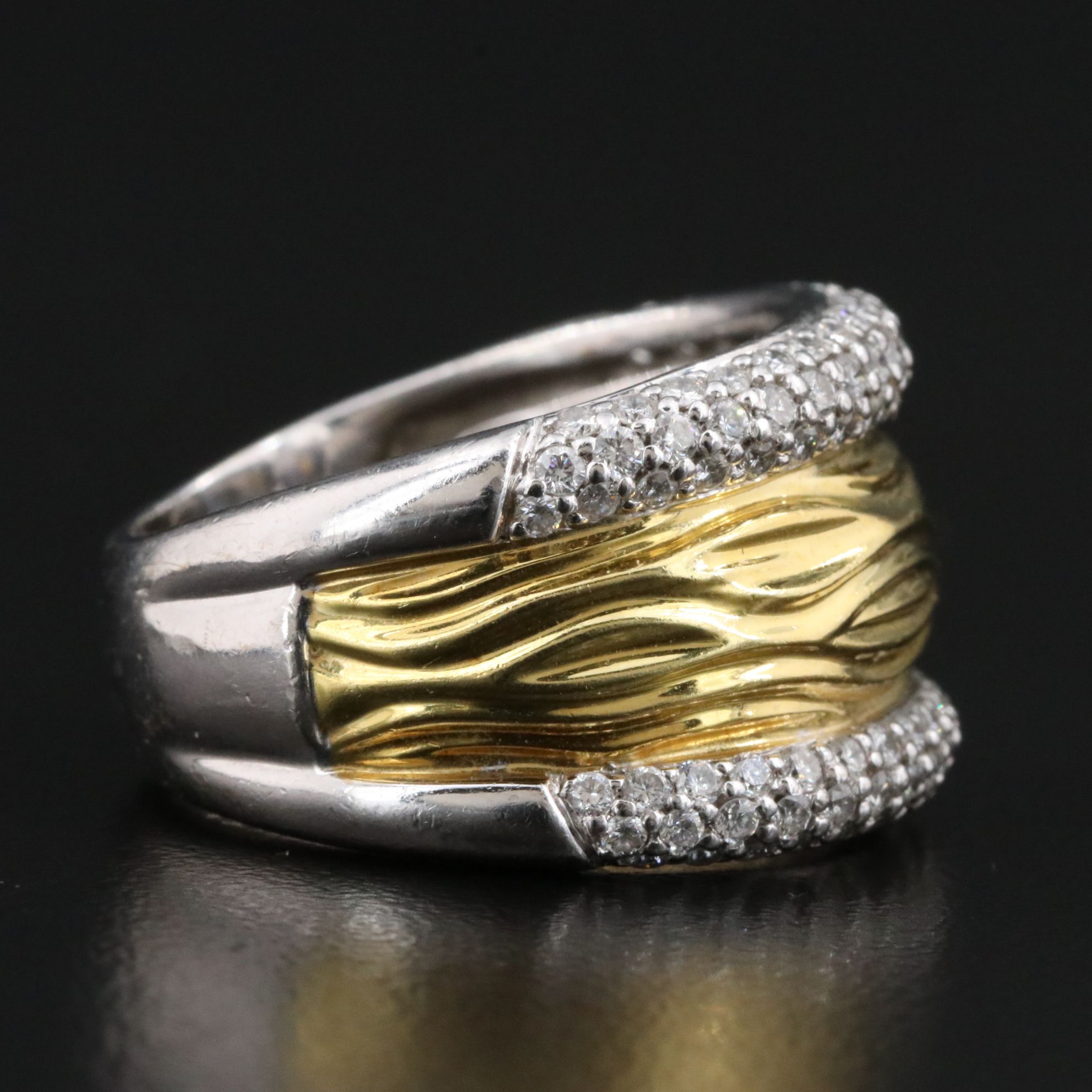 Spark Creations 18K Two Tone 1.40 CTW Diamond Faux Bois Ring