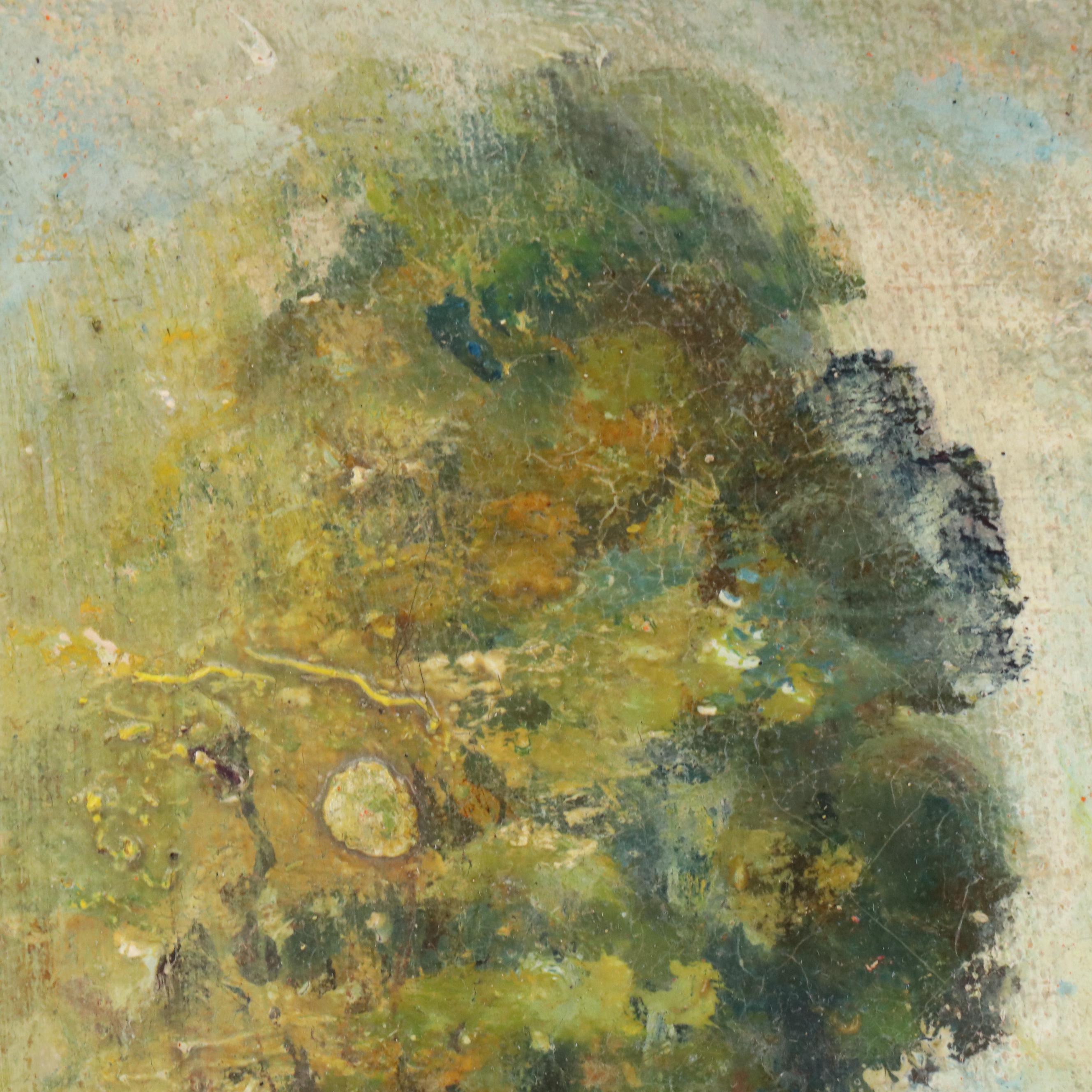 Landscape Oil Painting of Tree Next to Rural Road, Mid-20th C.