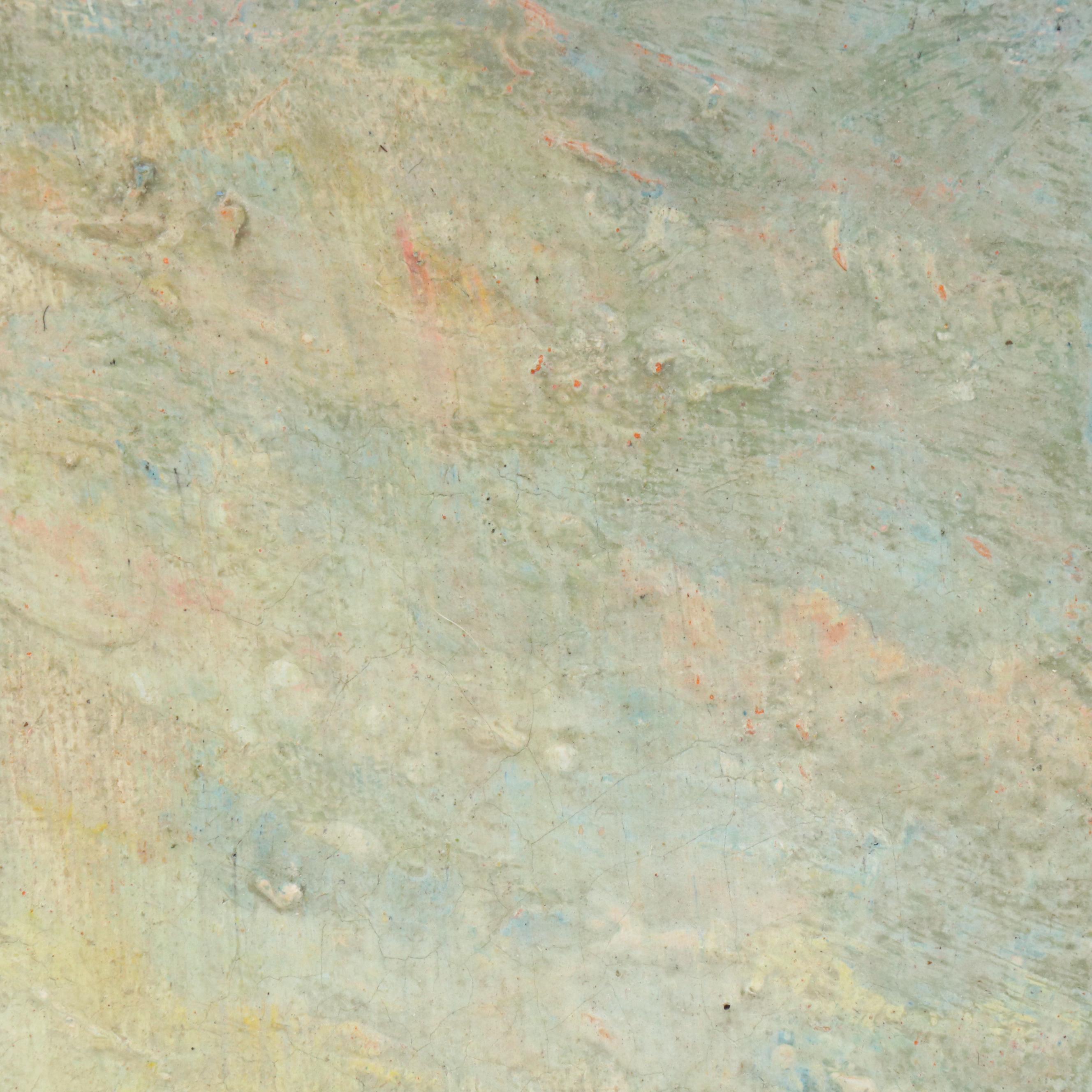 Landscape Oil Painting of Tree Next to Rural Road, Mid-20th C.