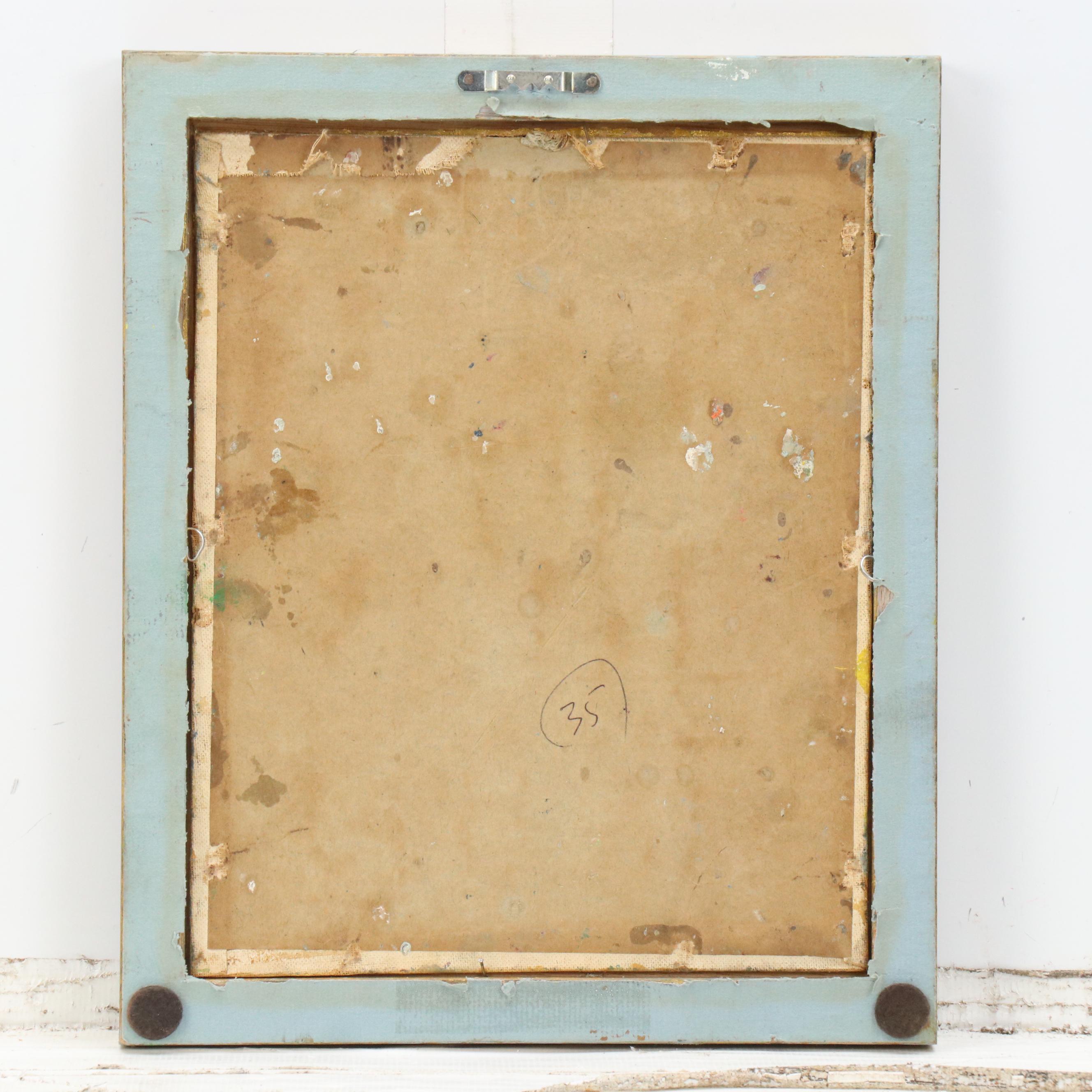 Landscape Oil Painting of Tree Next to Rural Road, Mid-20th C.