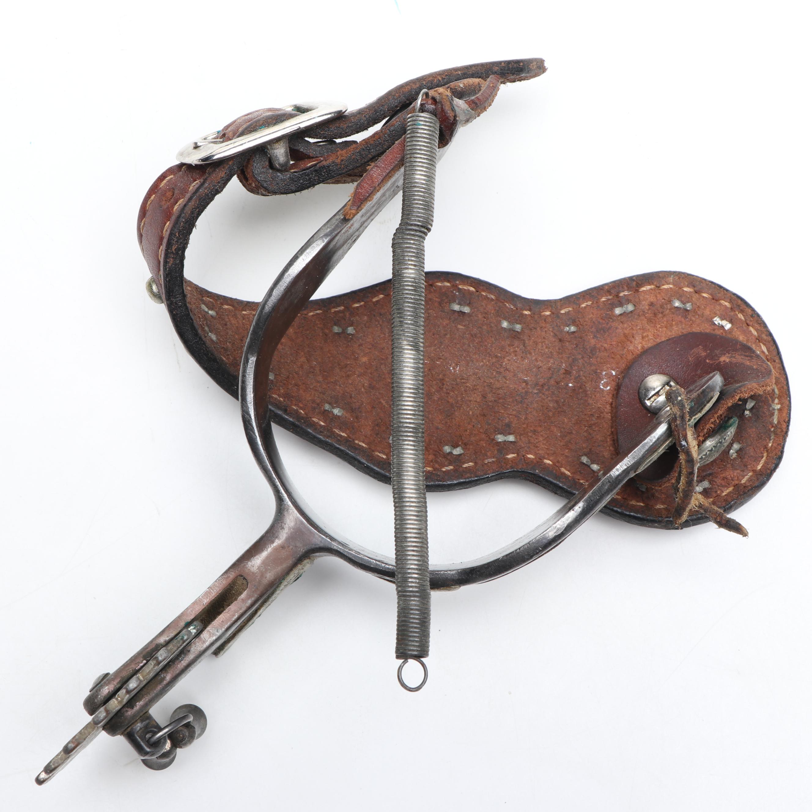 Vintage Western Spurs with Etched Floral Concho Ornamentation