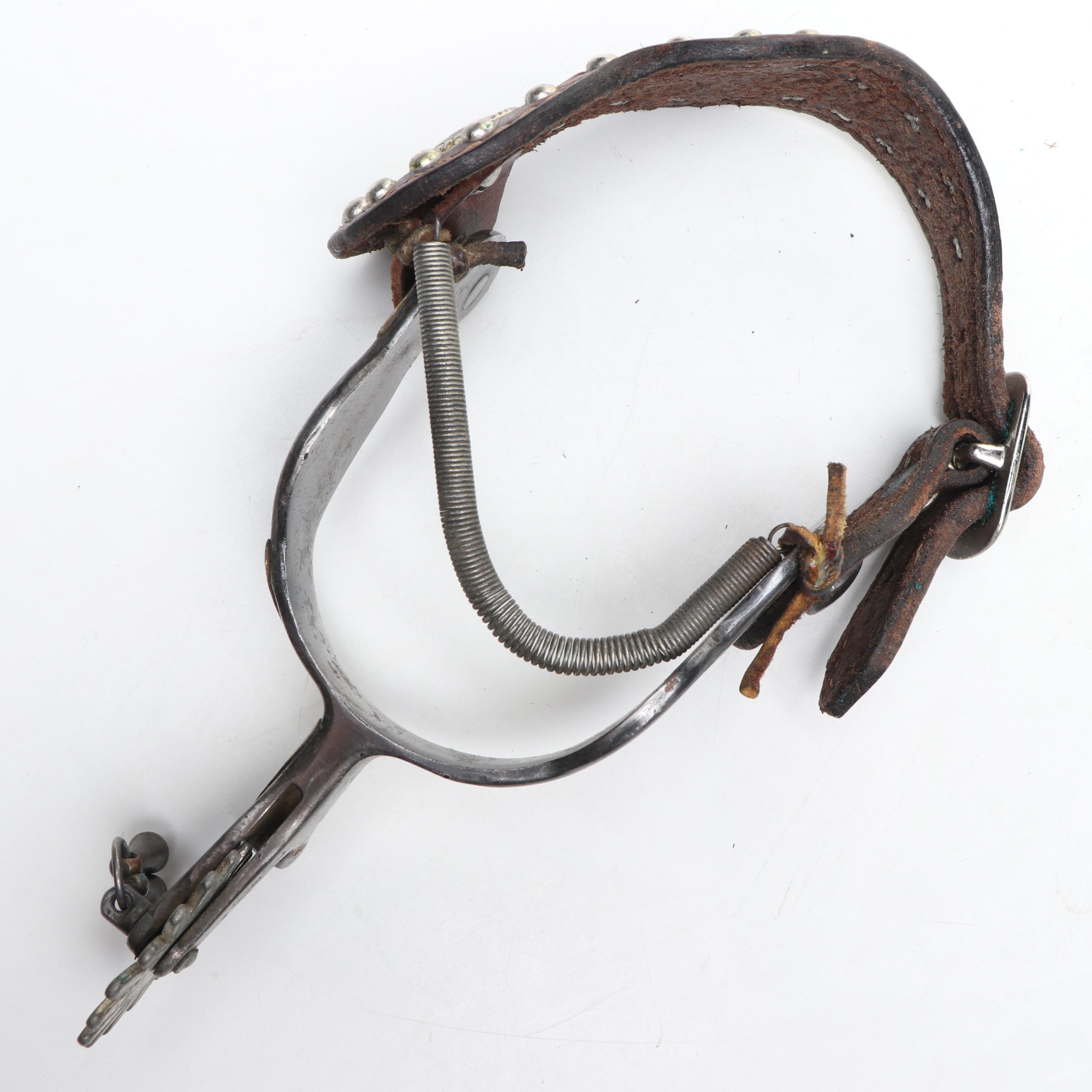 Vintage Western Spurs with Etched Floral Concho Ornamentation