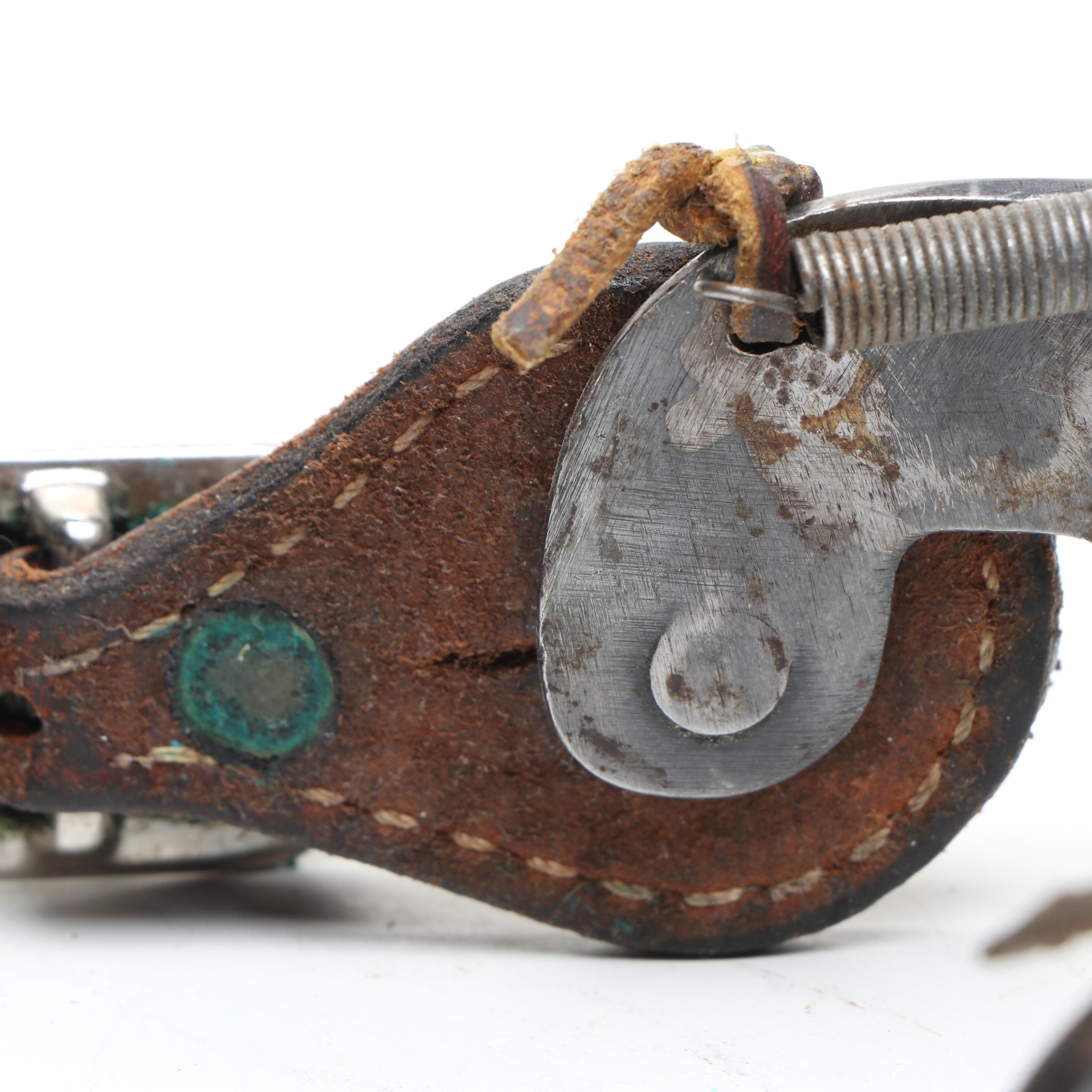 Vintage Western Spurs with Etched Floral Concho Ornamentation