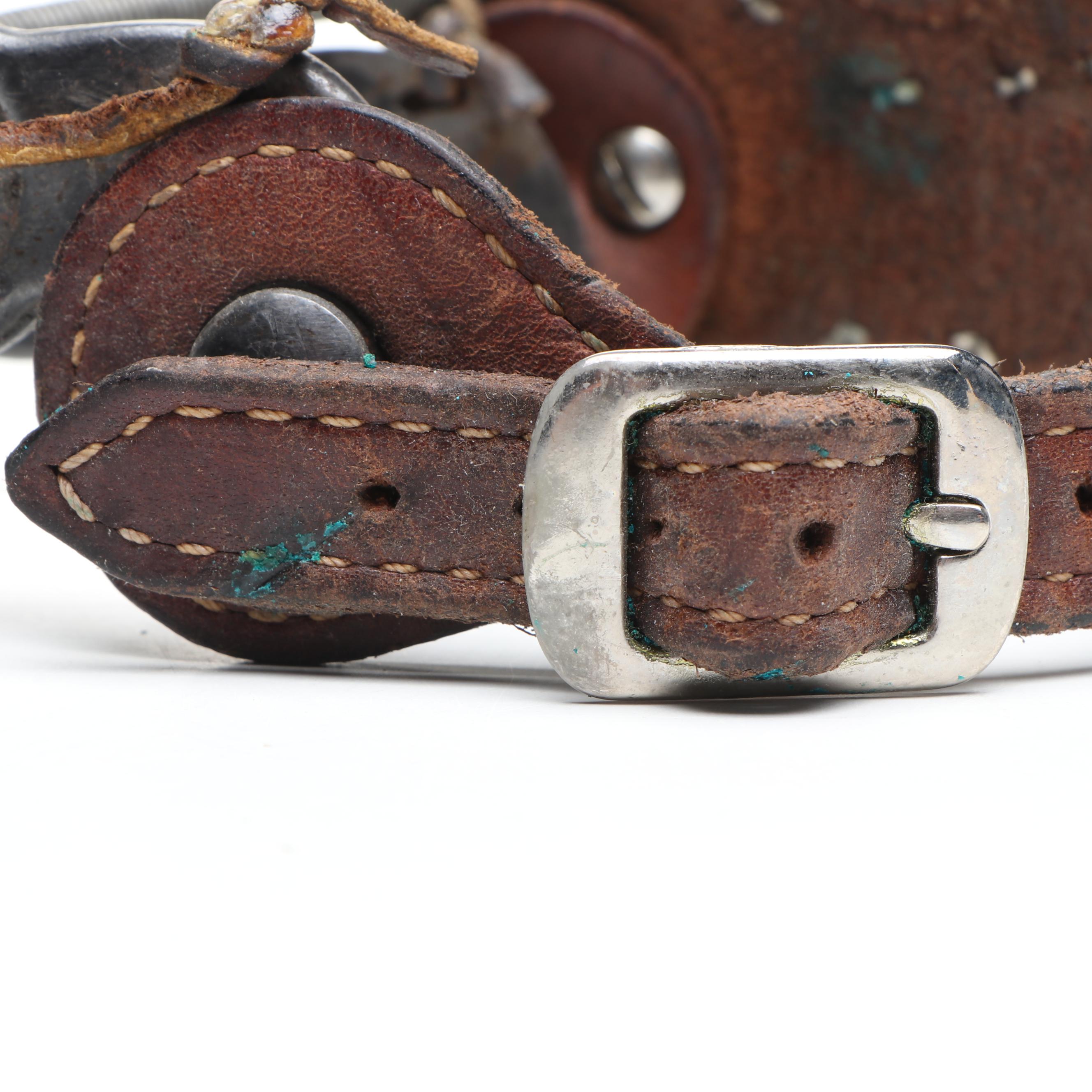 Vintage Western Spurs with Etched Floral Concho Ornamentation