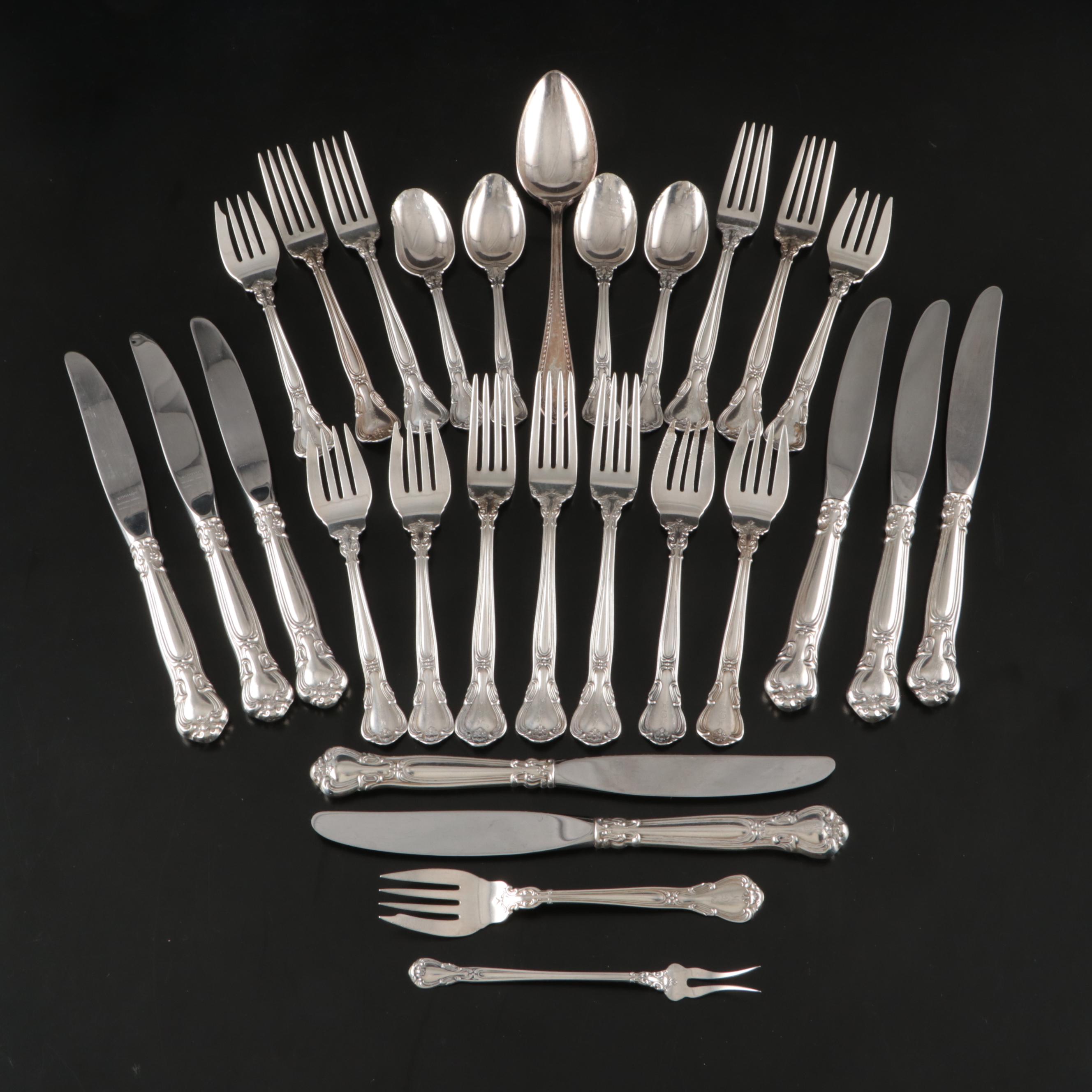 Gorham "Chantilly" Sterling Silver Flatware with Community Silver Plate Spoon