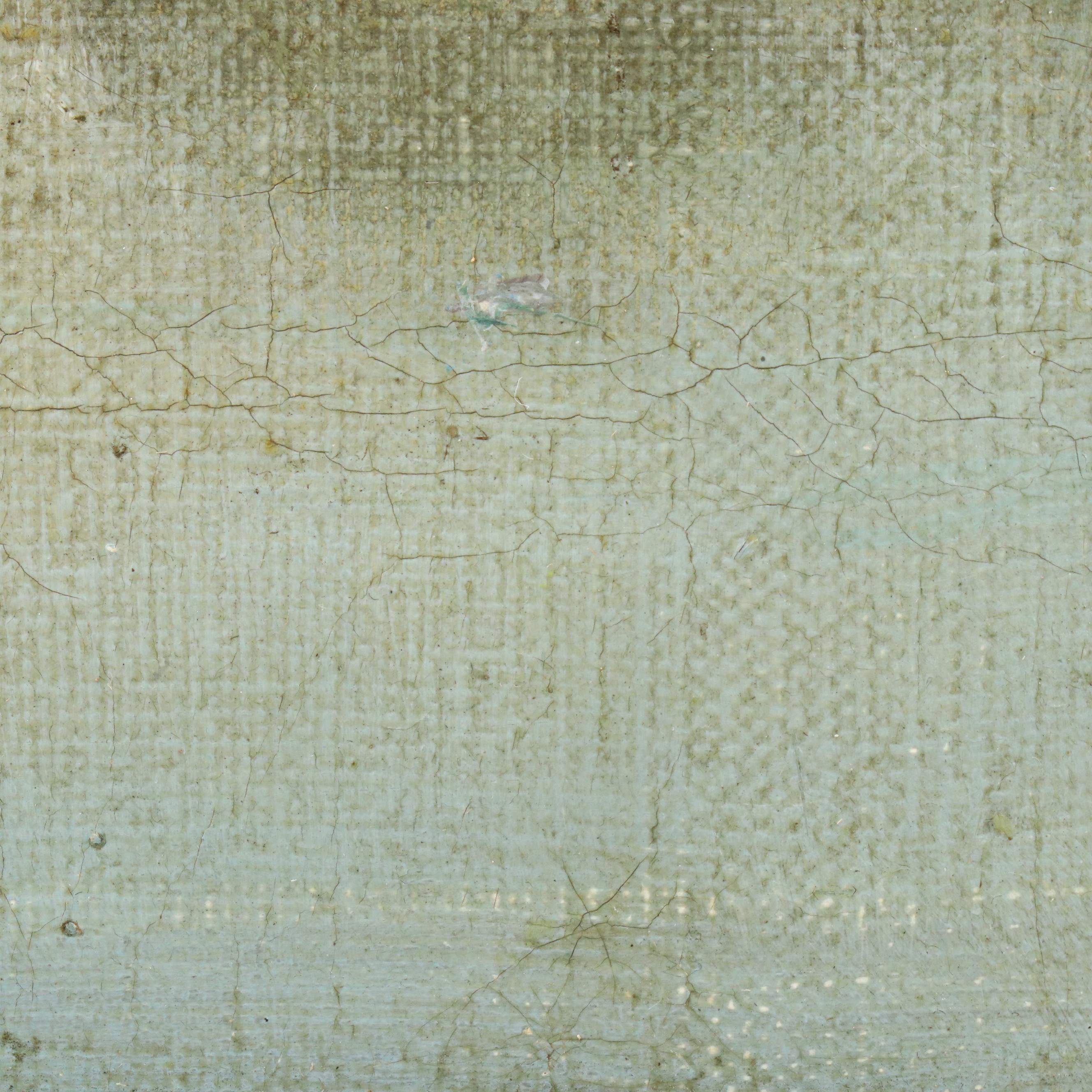 A. Viverge Landscape Oil Painting of Water Bearer at Pond, 1896