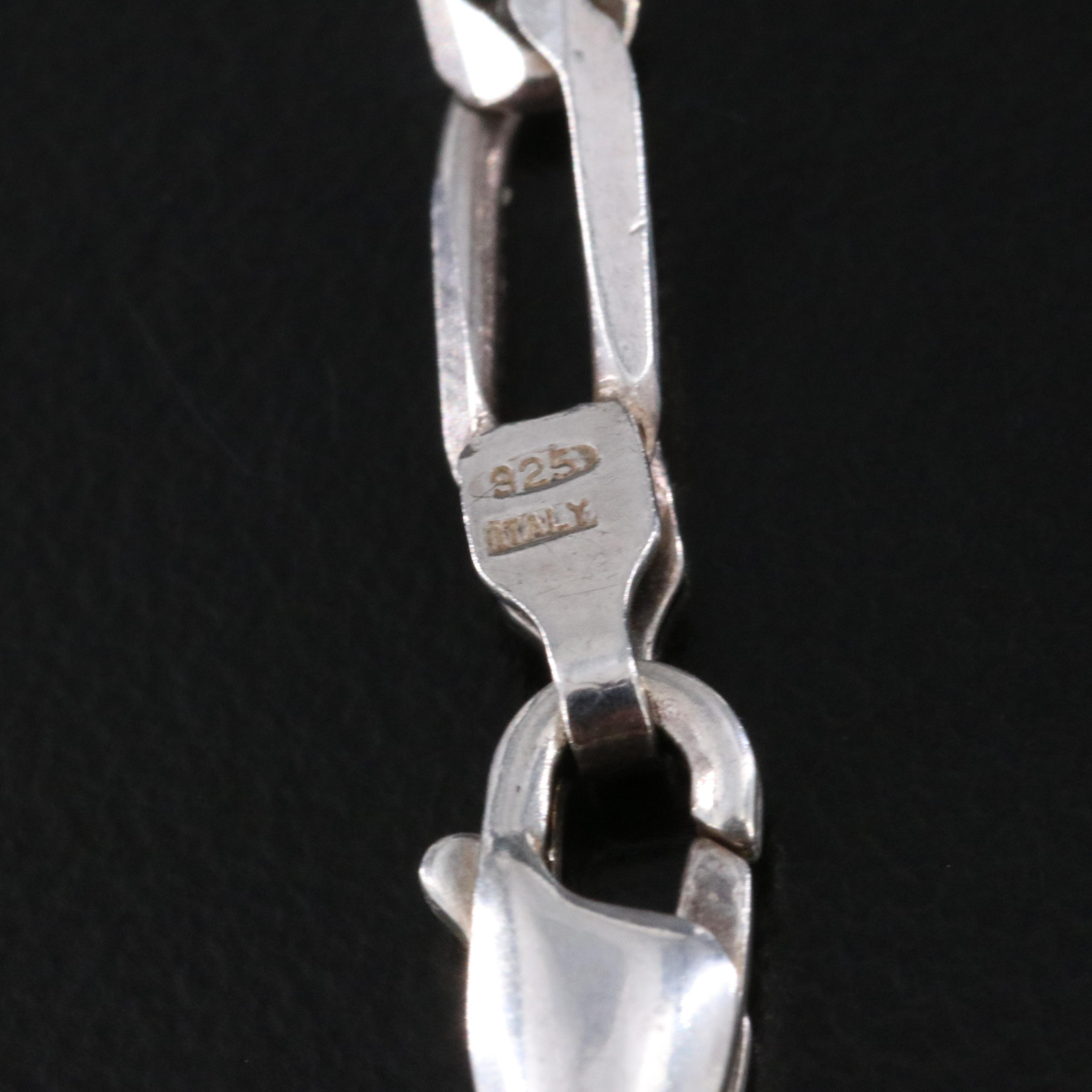 Southwestern Signed Sterling Jasper, Turquoise and Black Onyx Pendant Necklace