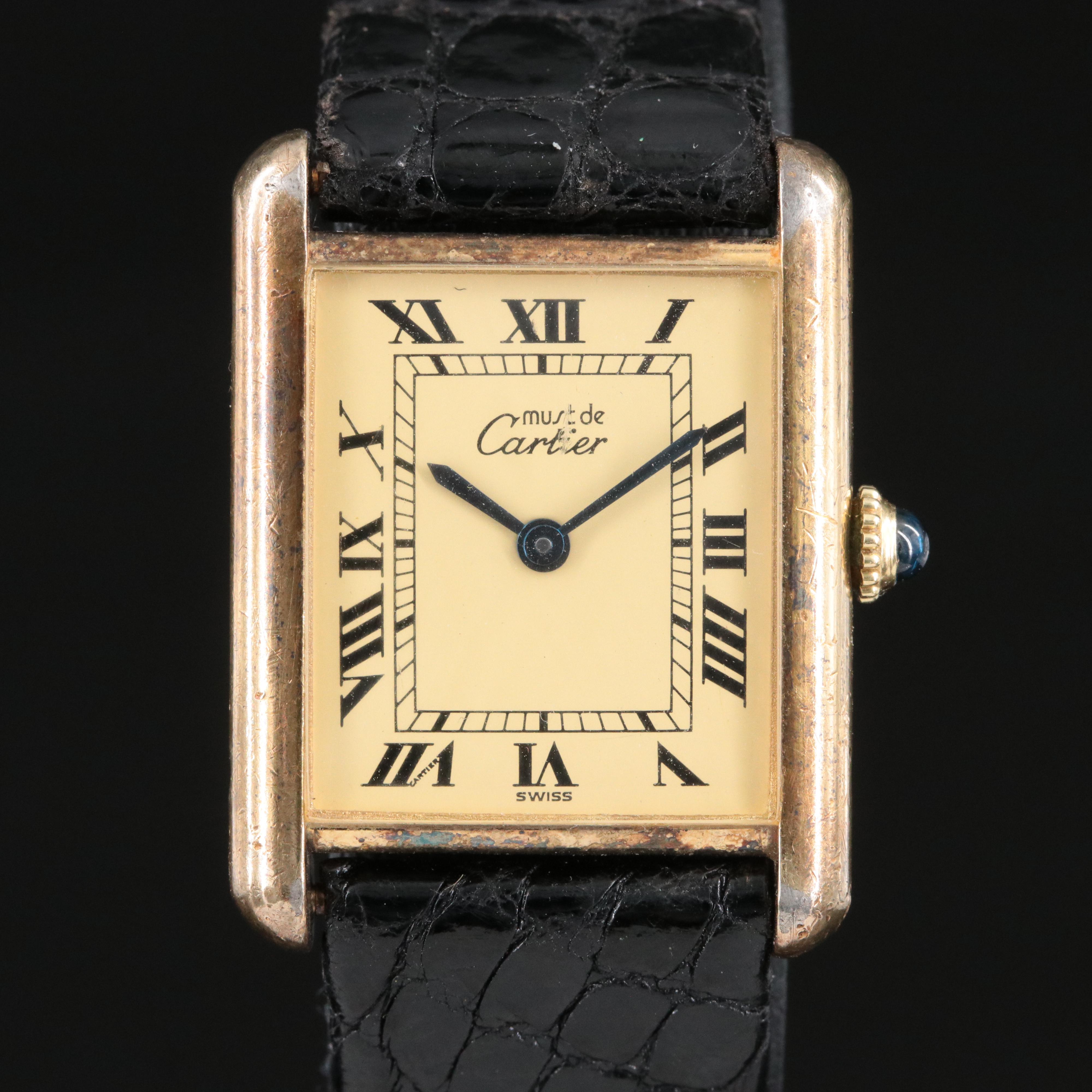 Cartier Must de Cartier 925 Gold Plated Stem Wind Watch