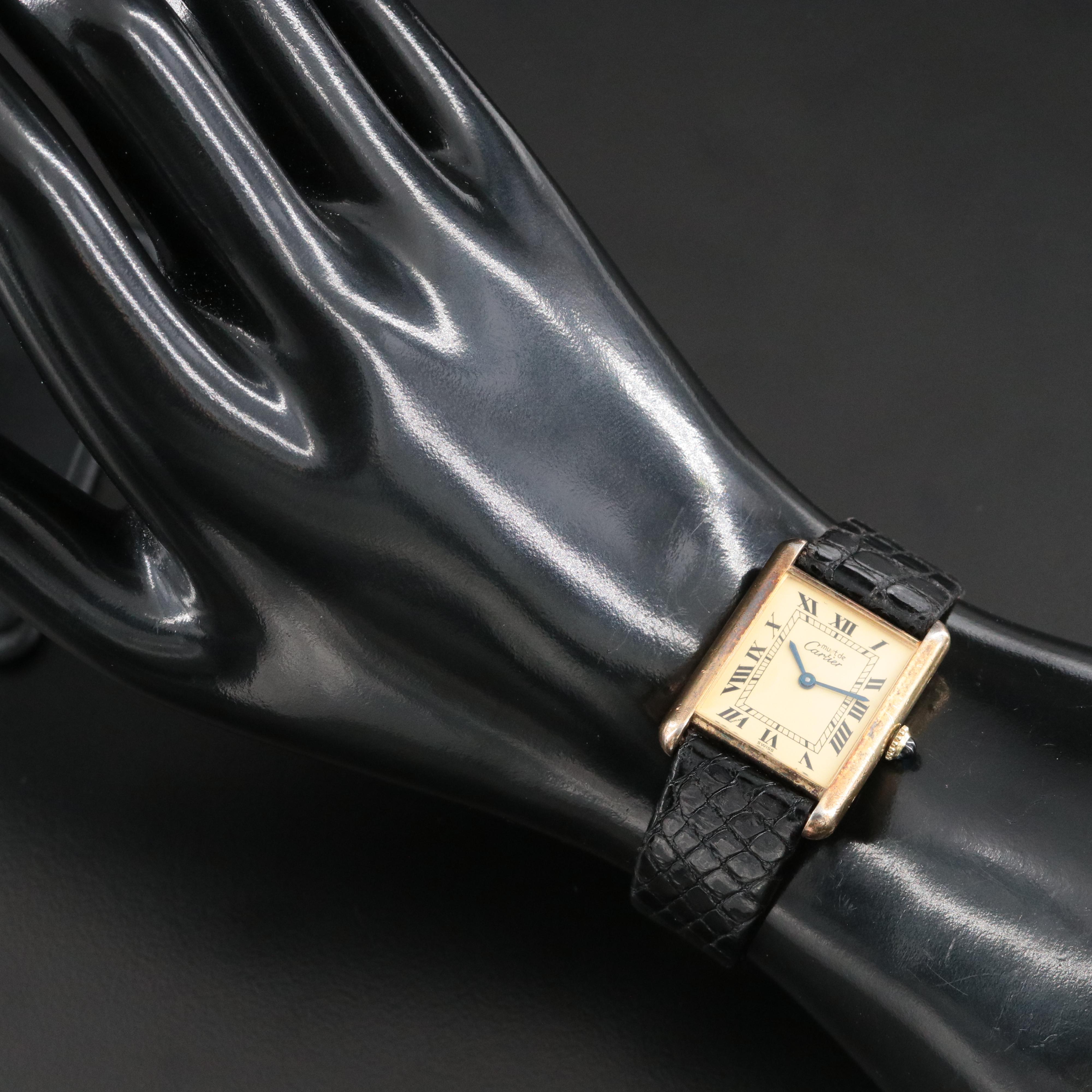Cartier Must de Cartier 925 Gold Plated Stem Wind Watch