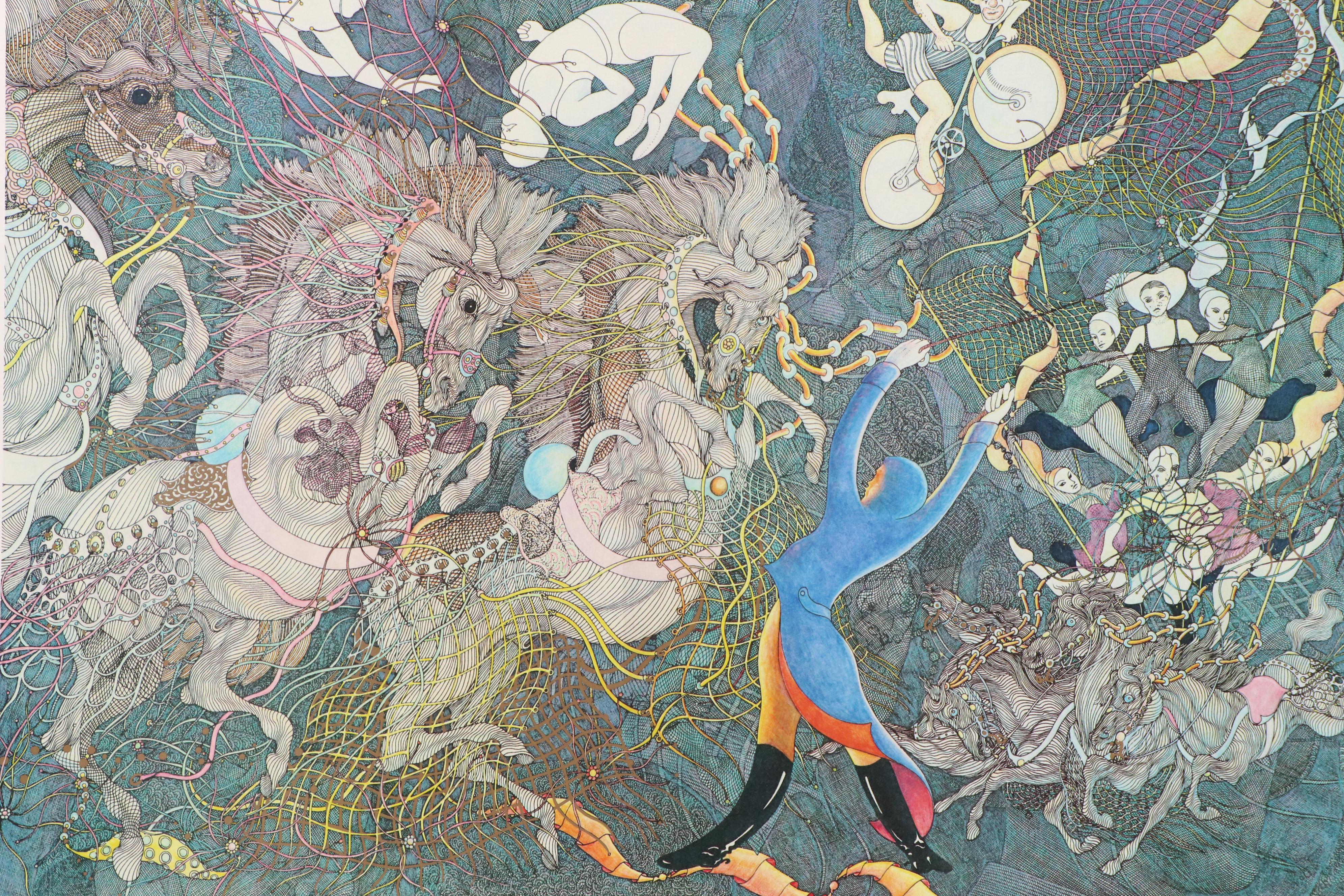 Guillaume Azoulay Surrealist Giclée "Le Grand Cirque," 1990