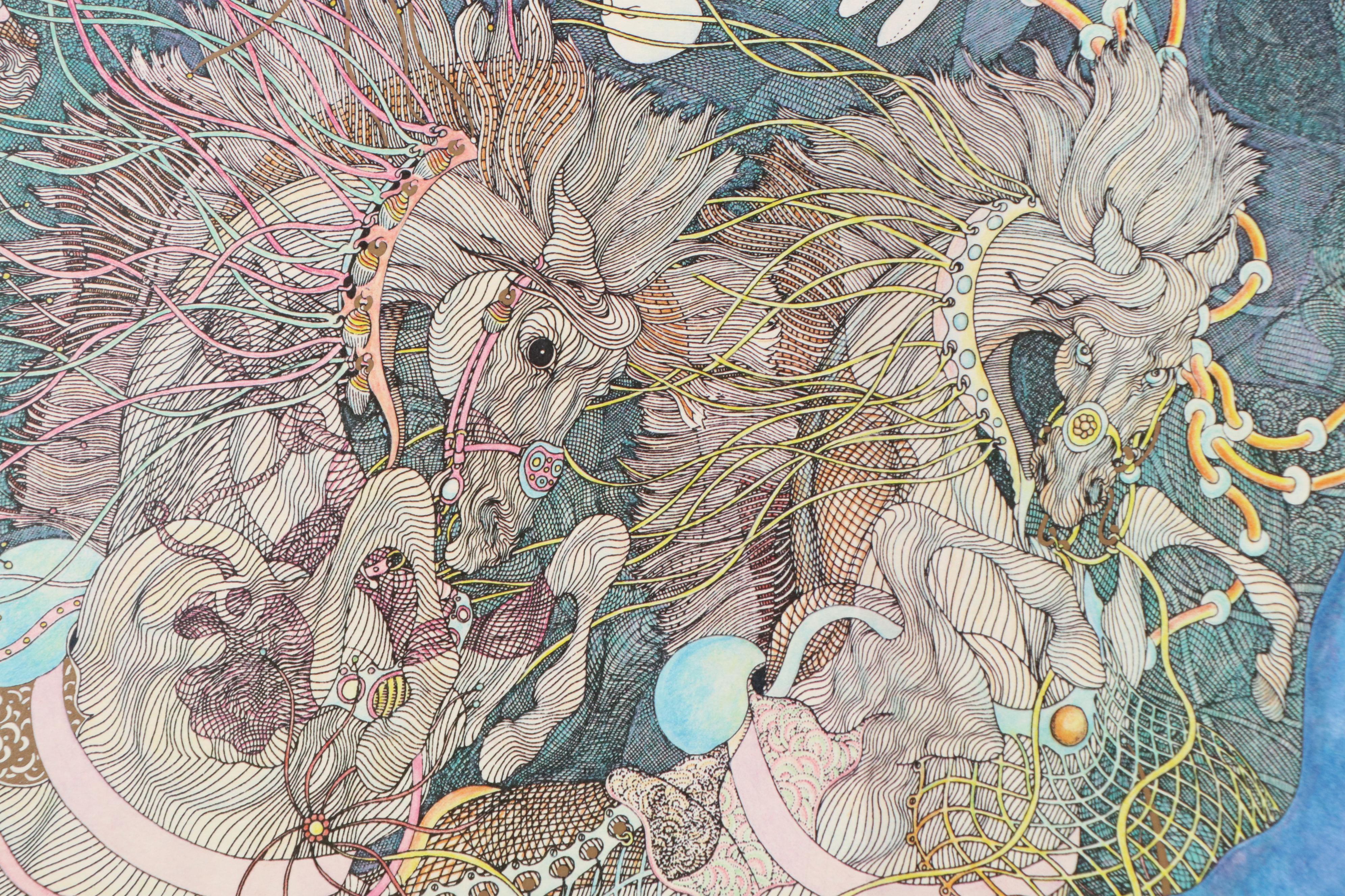 Guillaume Azoulay Surrealist Giclée "Le Grand Cirque," 1990