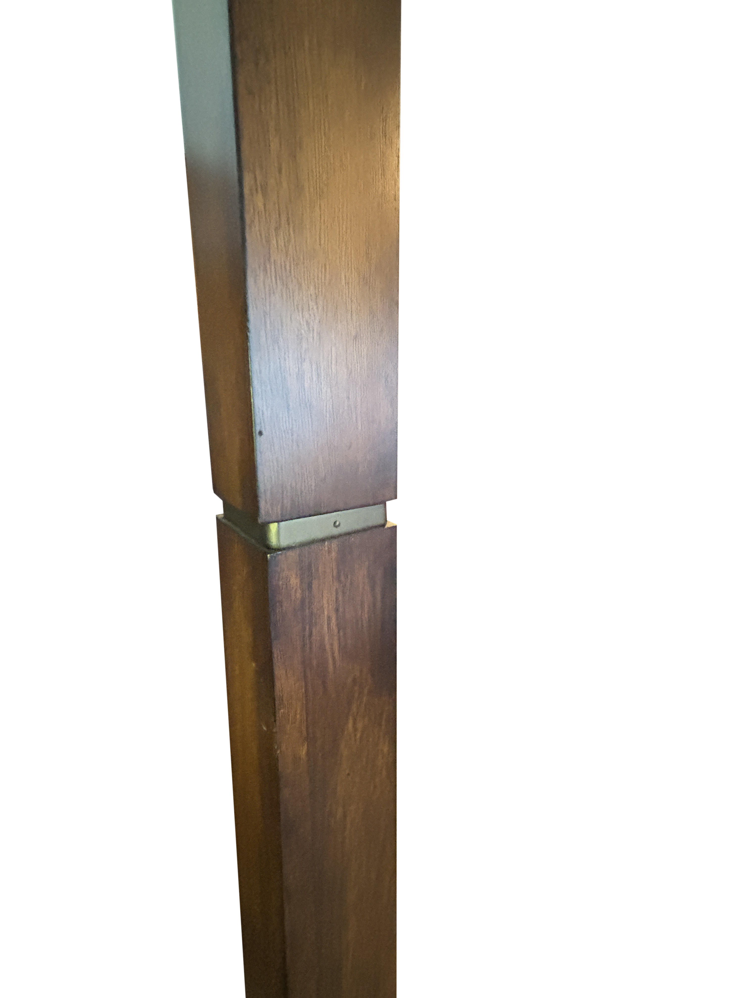 Chinese Style Burl Wood Accented Four Poster Queen Size Bed Frame