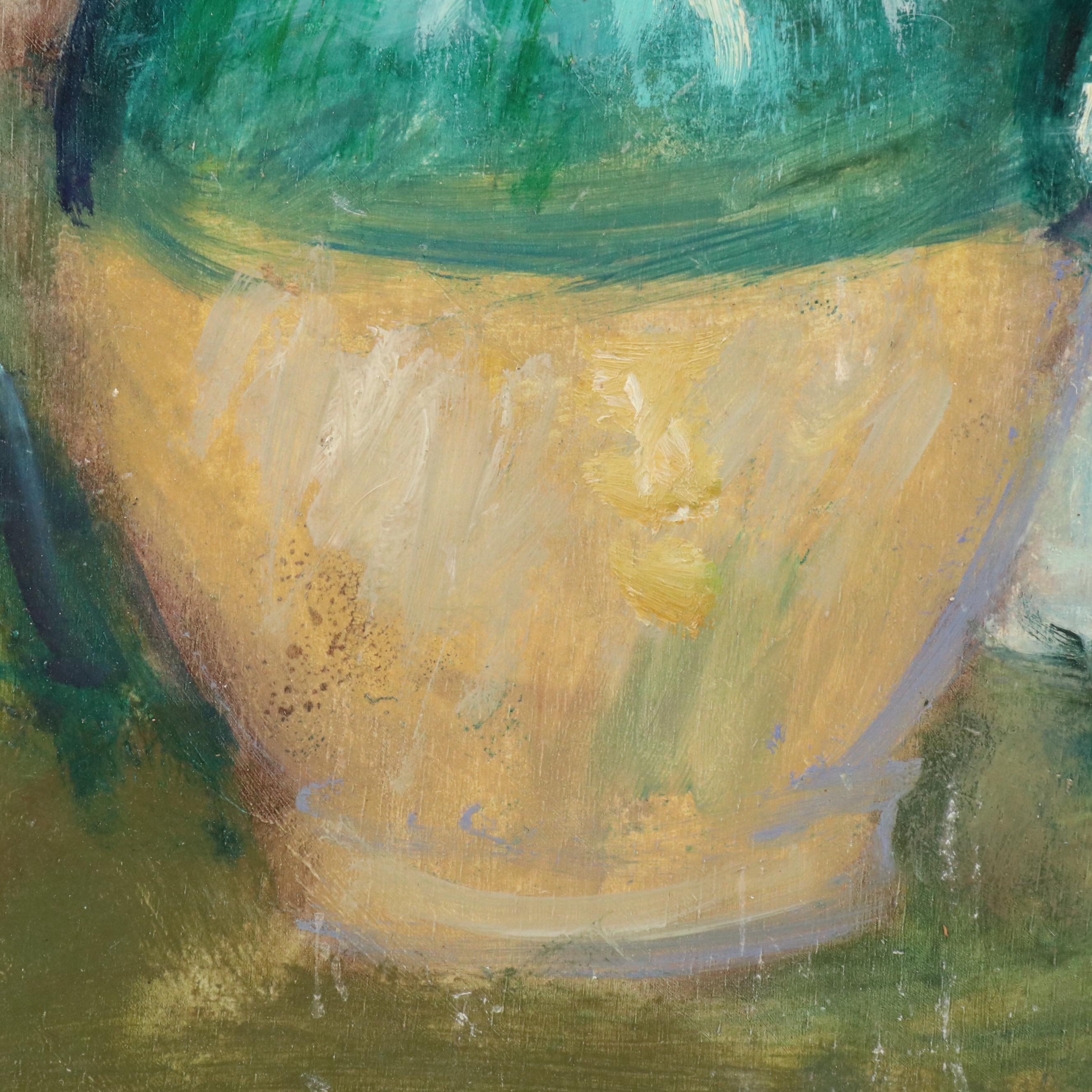 Paul Hubay Still Life Oil Painting of Daisies in Jug, Mid to Late 20th C.