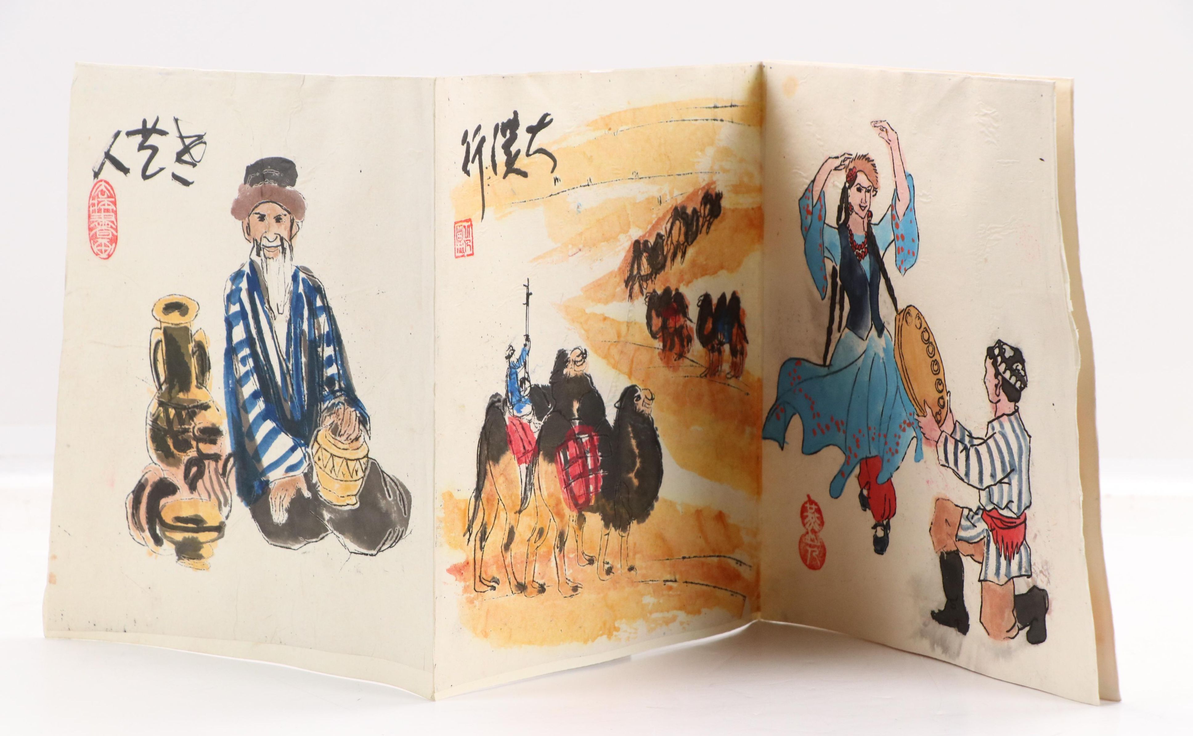 Chinese Hand-Painted Accordion-Folded Album