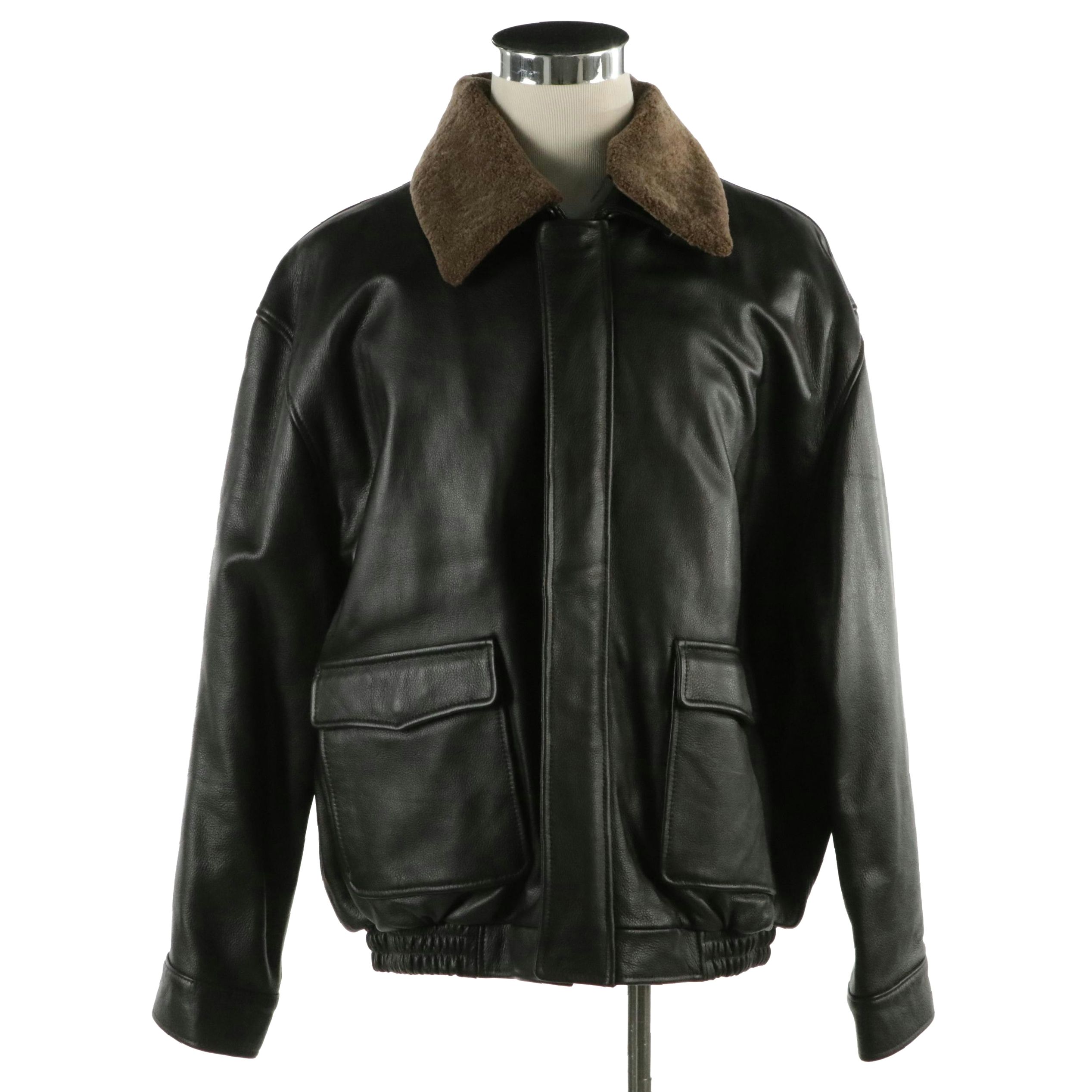 Men's JoS. A. Bank Leather Bomber Jacket with Removable Lining