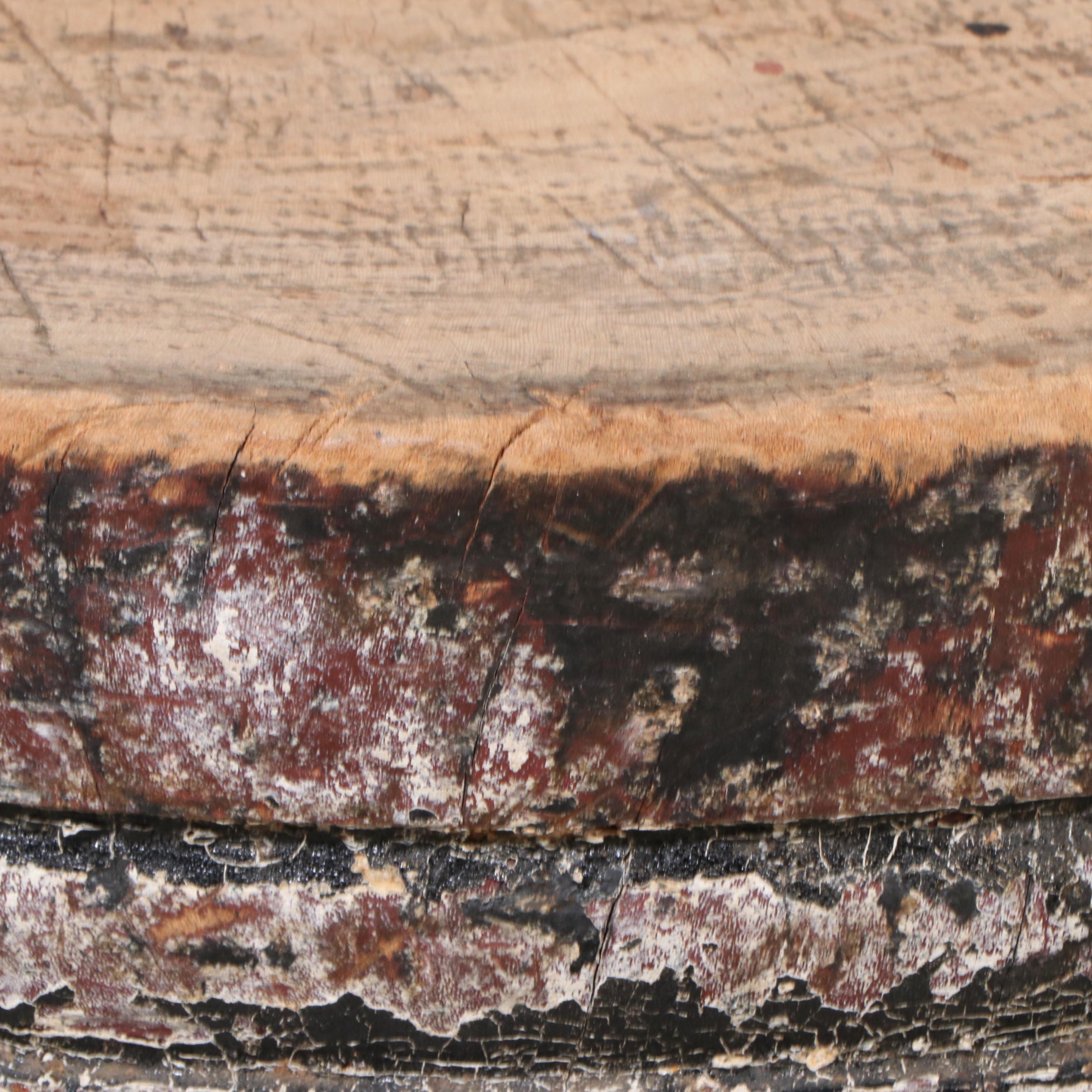 Rustic Painted Wood Three-Legged Table