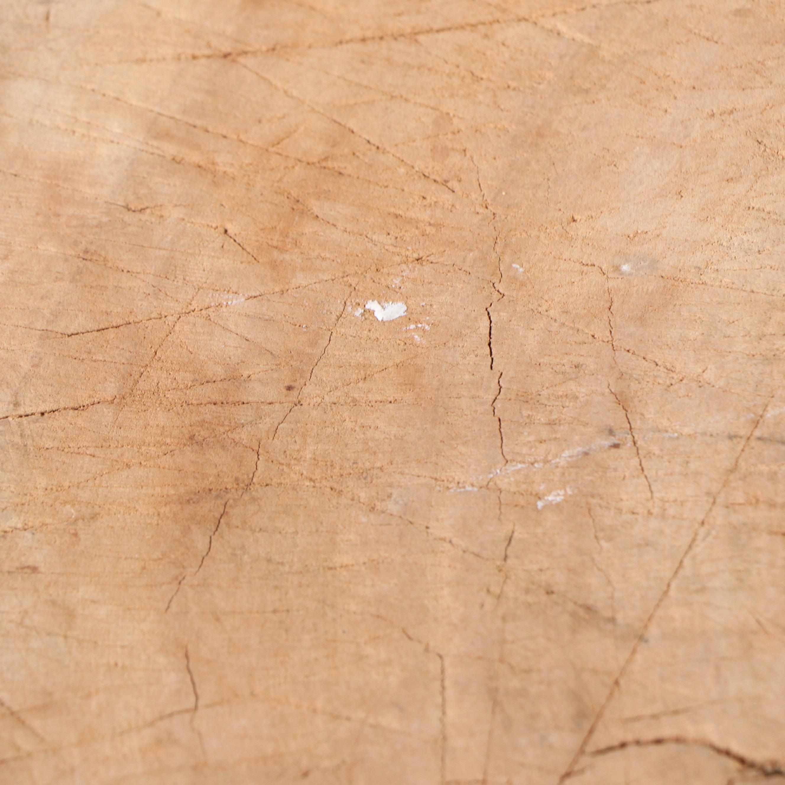 Rustic Painted Wood Three-Legged Table