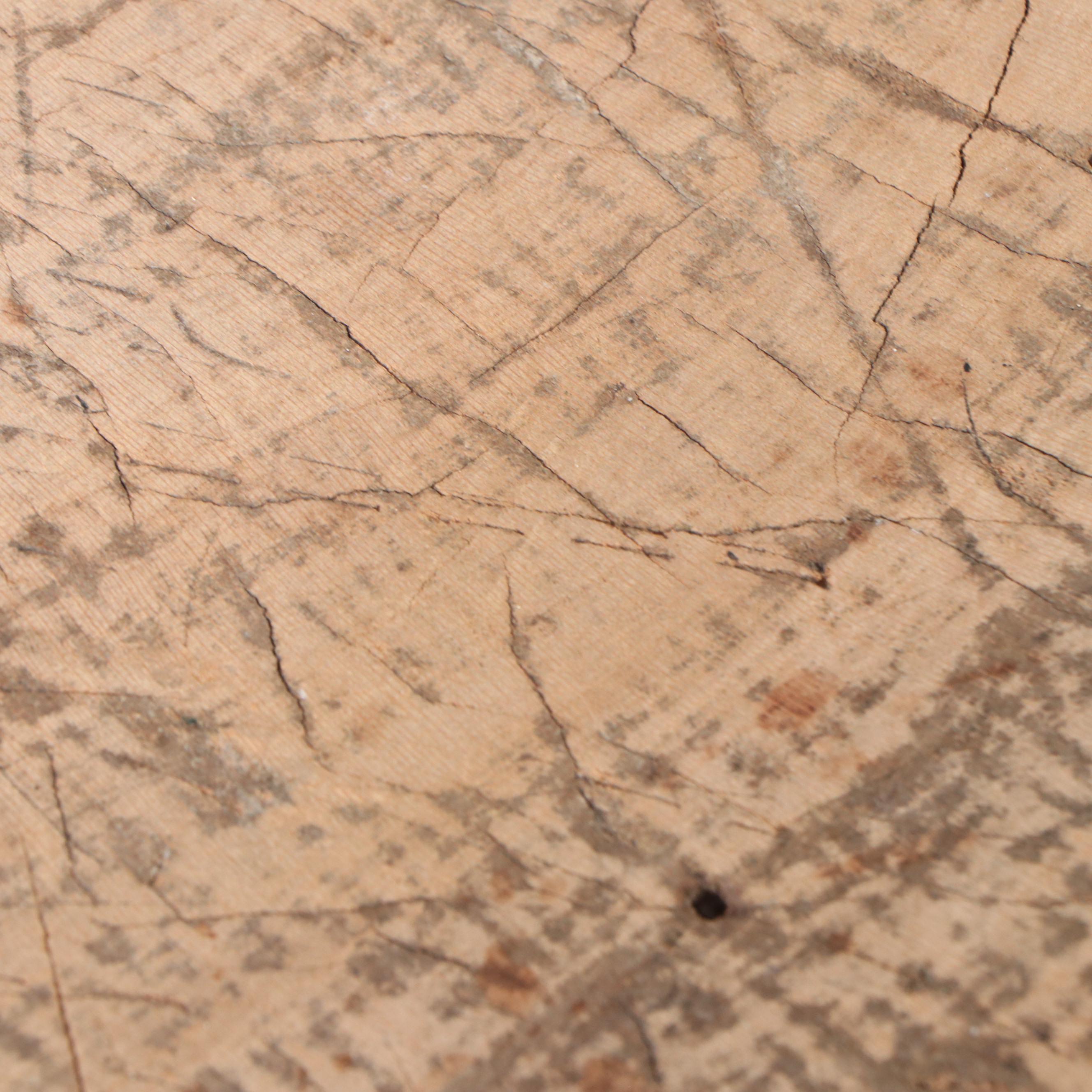 Rustic Painted Wood Three-Legged Table