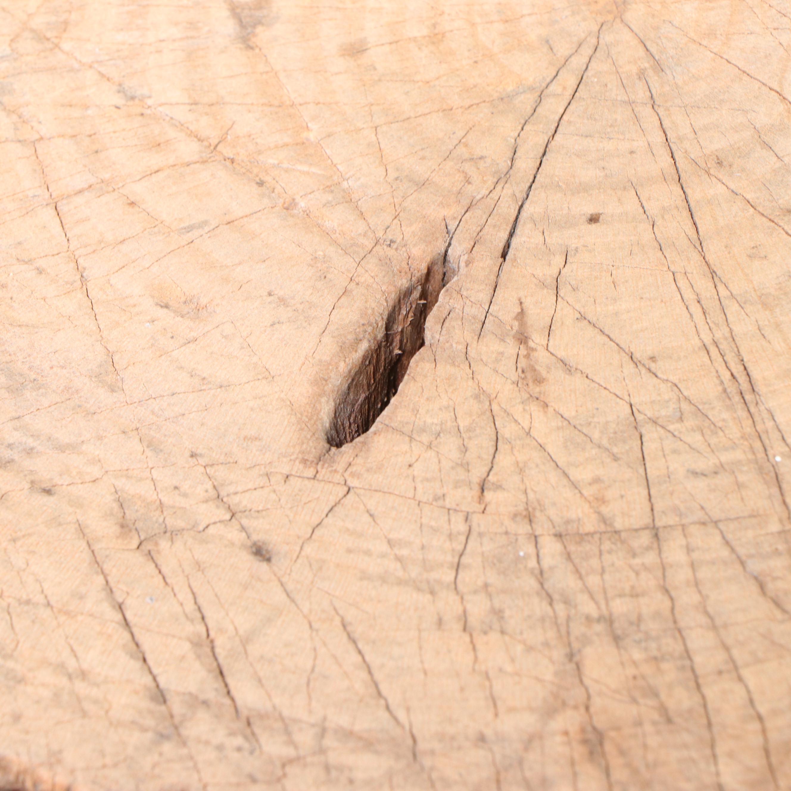 Rustic Painted Wood Three-Legged Table