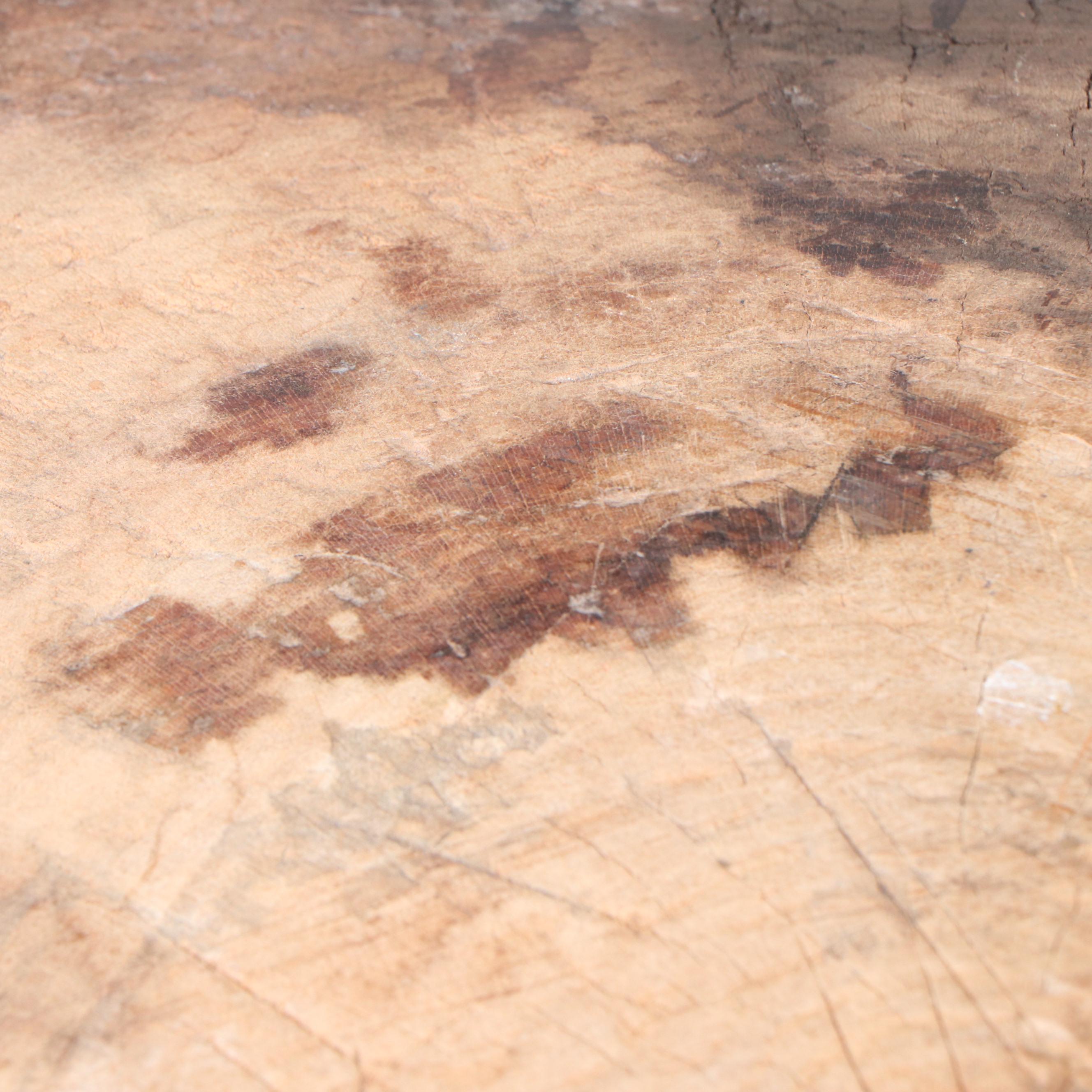 Rustic Painted Wood Three-Legged Table