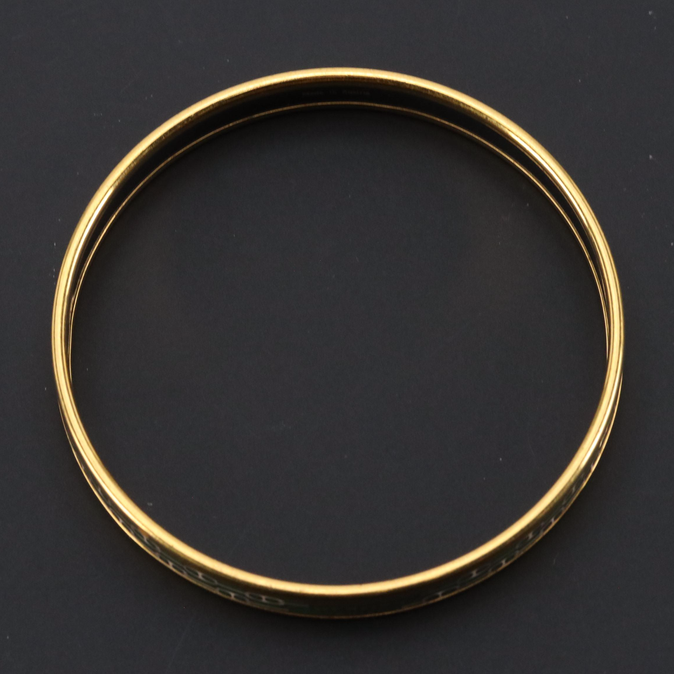 Hermès Green Chaine D'Ancre Narrow Enamel Bangle Bracelet