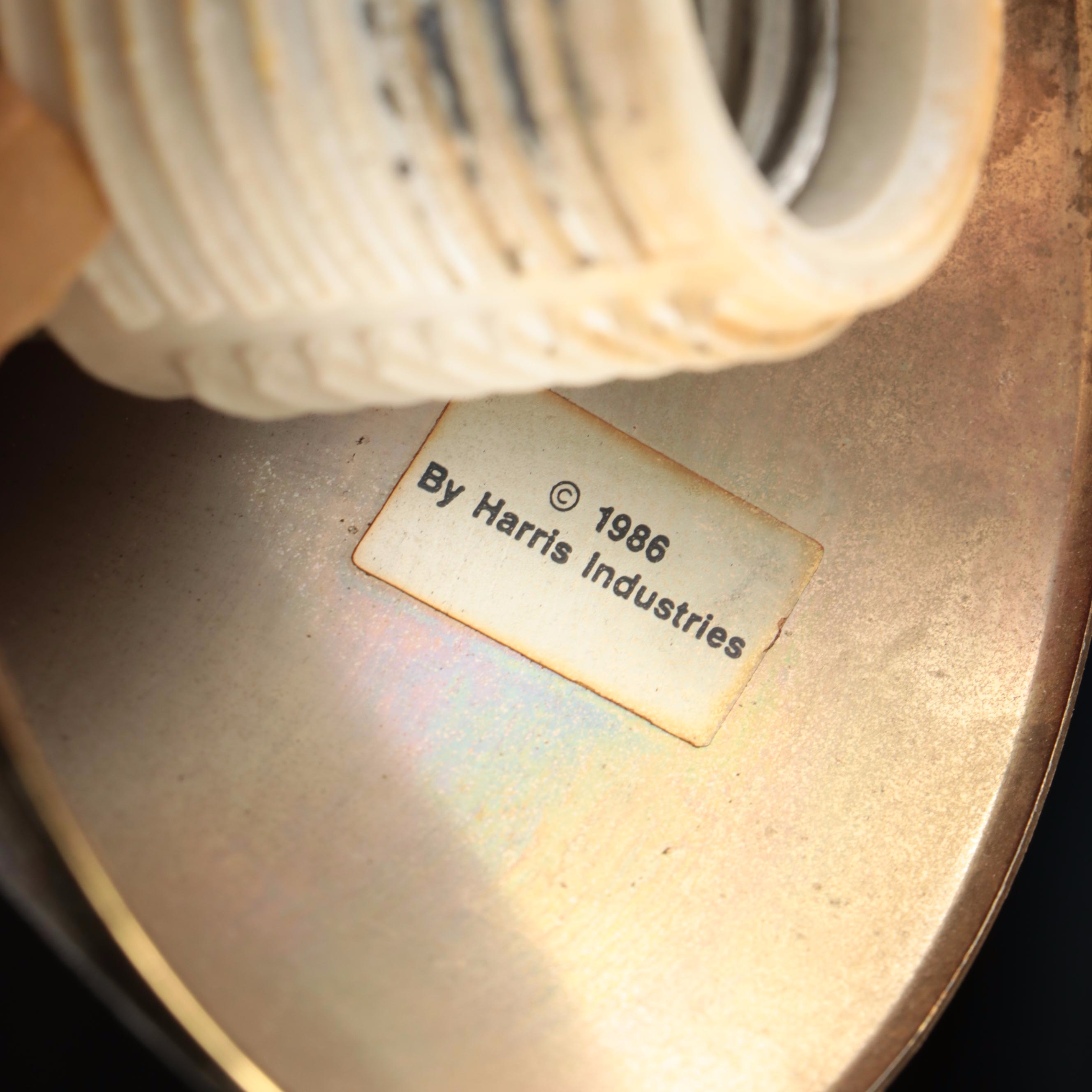 Harris Industries Brass Single Arc Floor Lamp & Overlapping Petal Shade, 1986