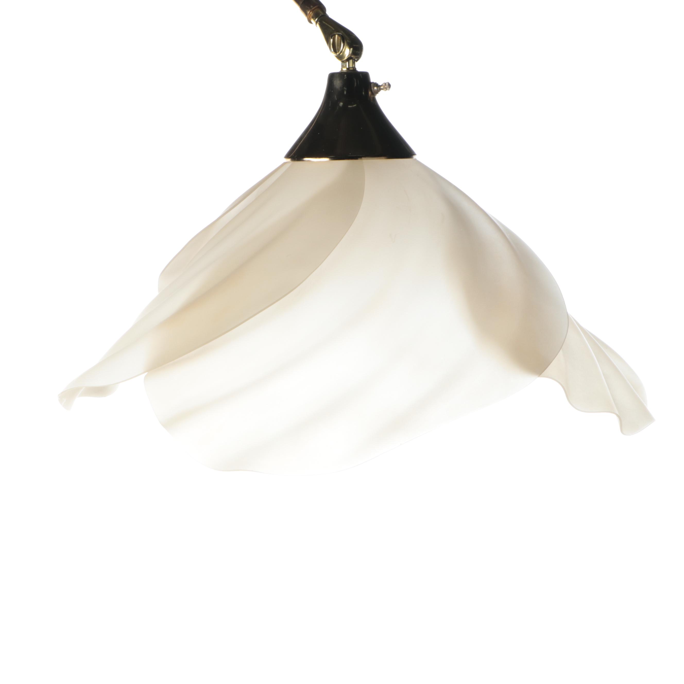 Harris Industries Brass Single Arc Floor Lamp & Overlapping Petal Shade, 1986