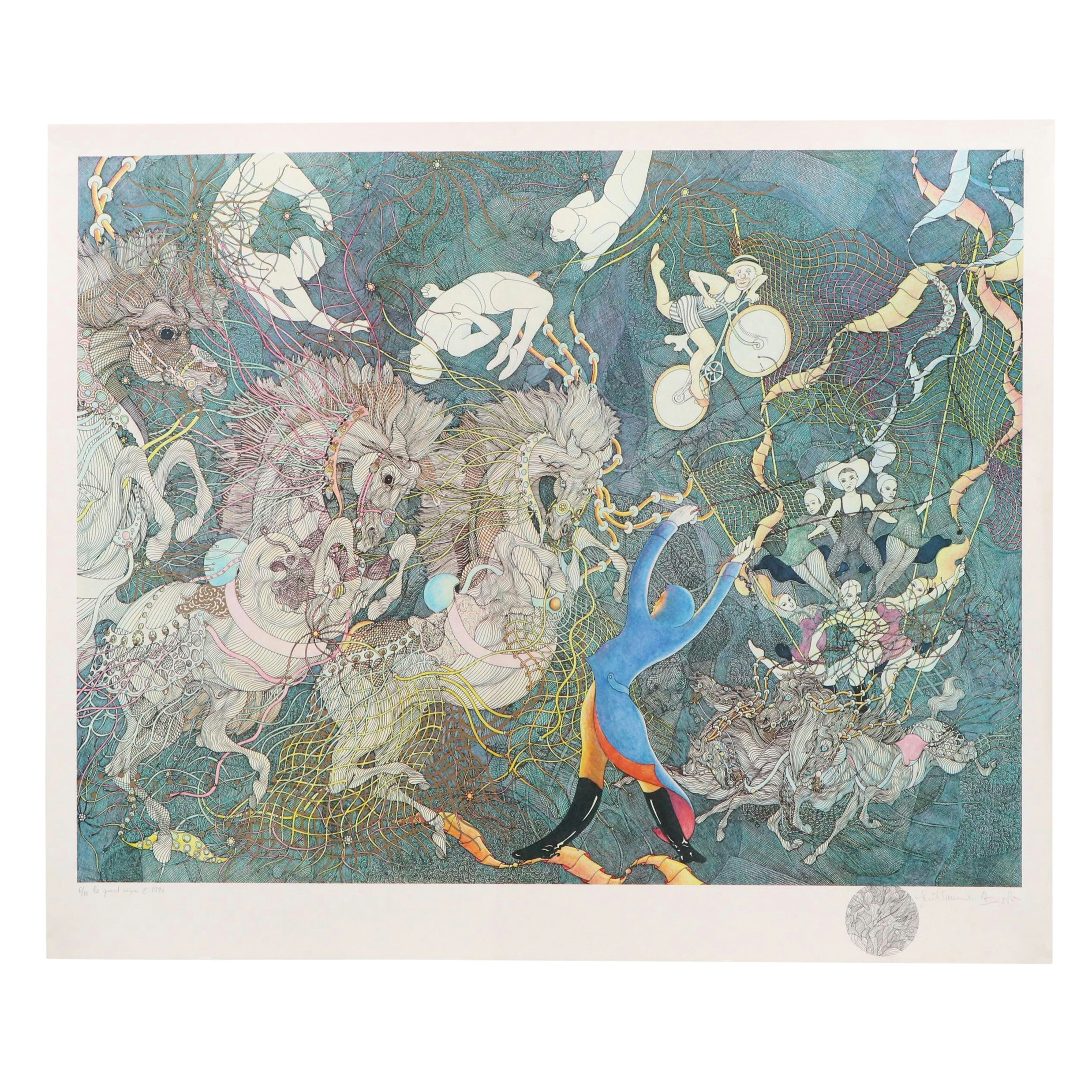 Guillaume Azoulay Surrealist Giclée "Le Grand Cirque," 1990