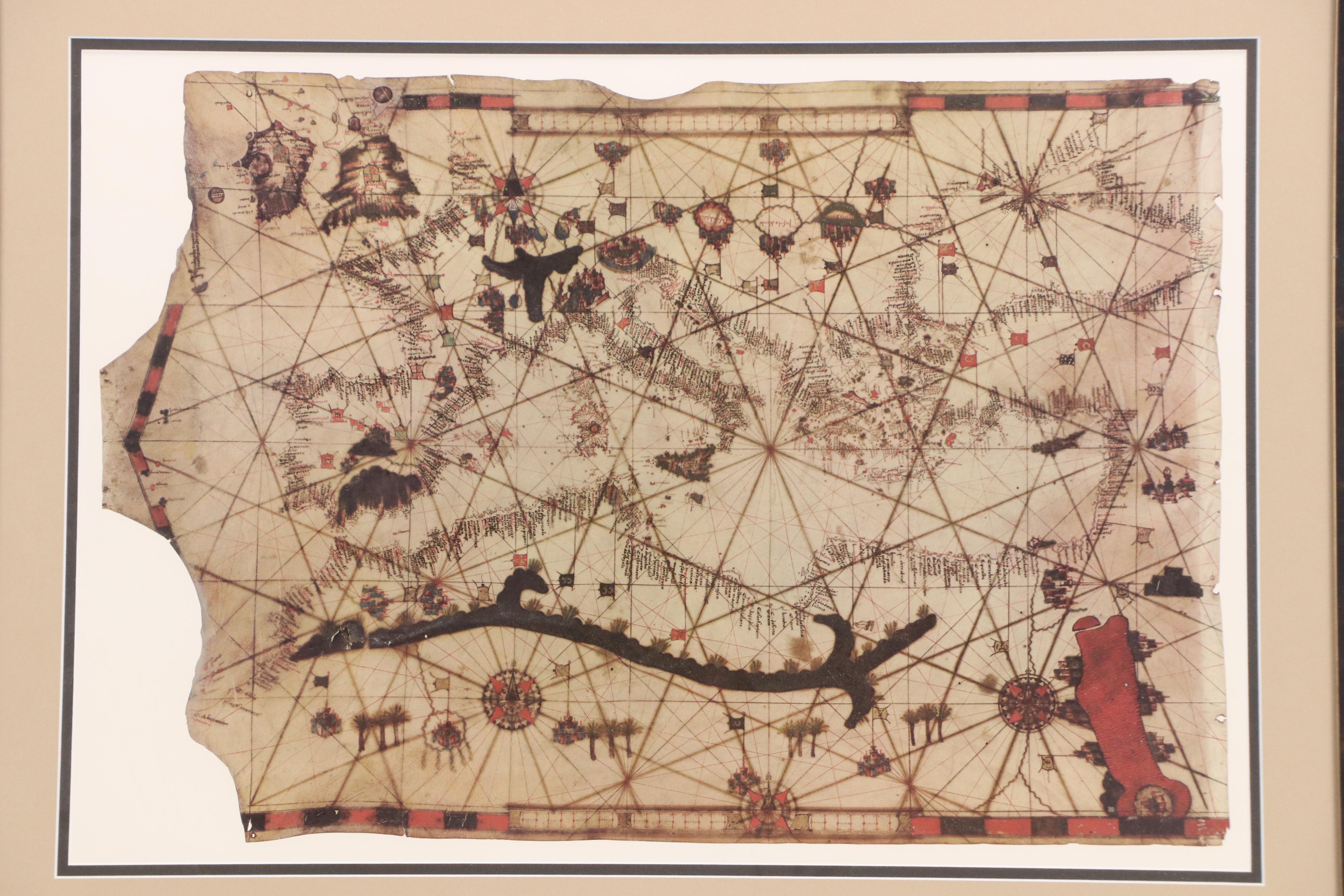 Facsimile Portolan Chart of the Mediterranean Sea After Judah Abenzara
