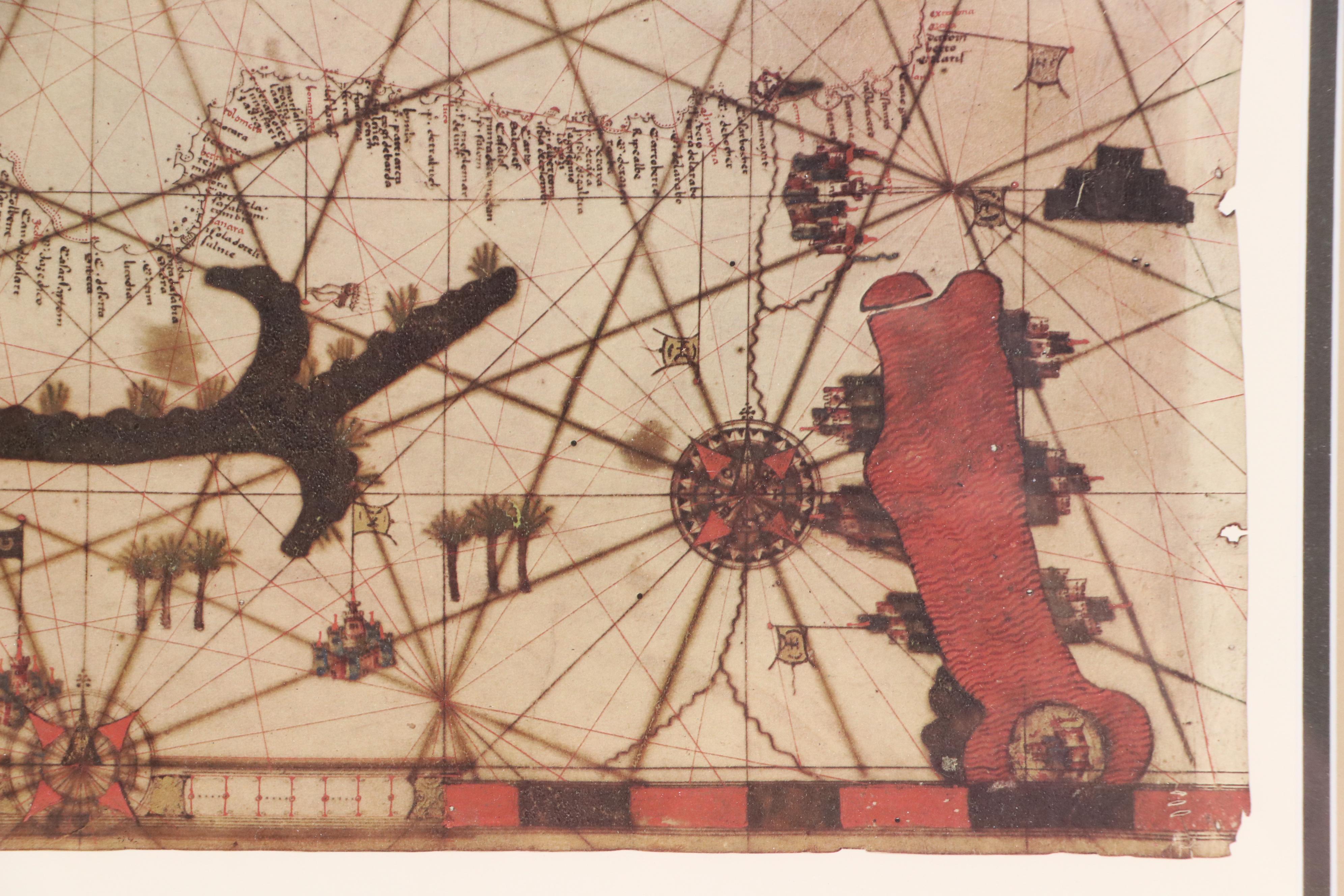 Facsimile Portolan Chart of the Mediterranean Sea After Judah Abenzara