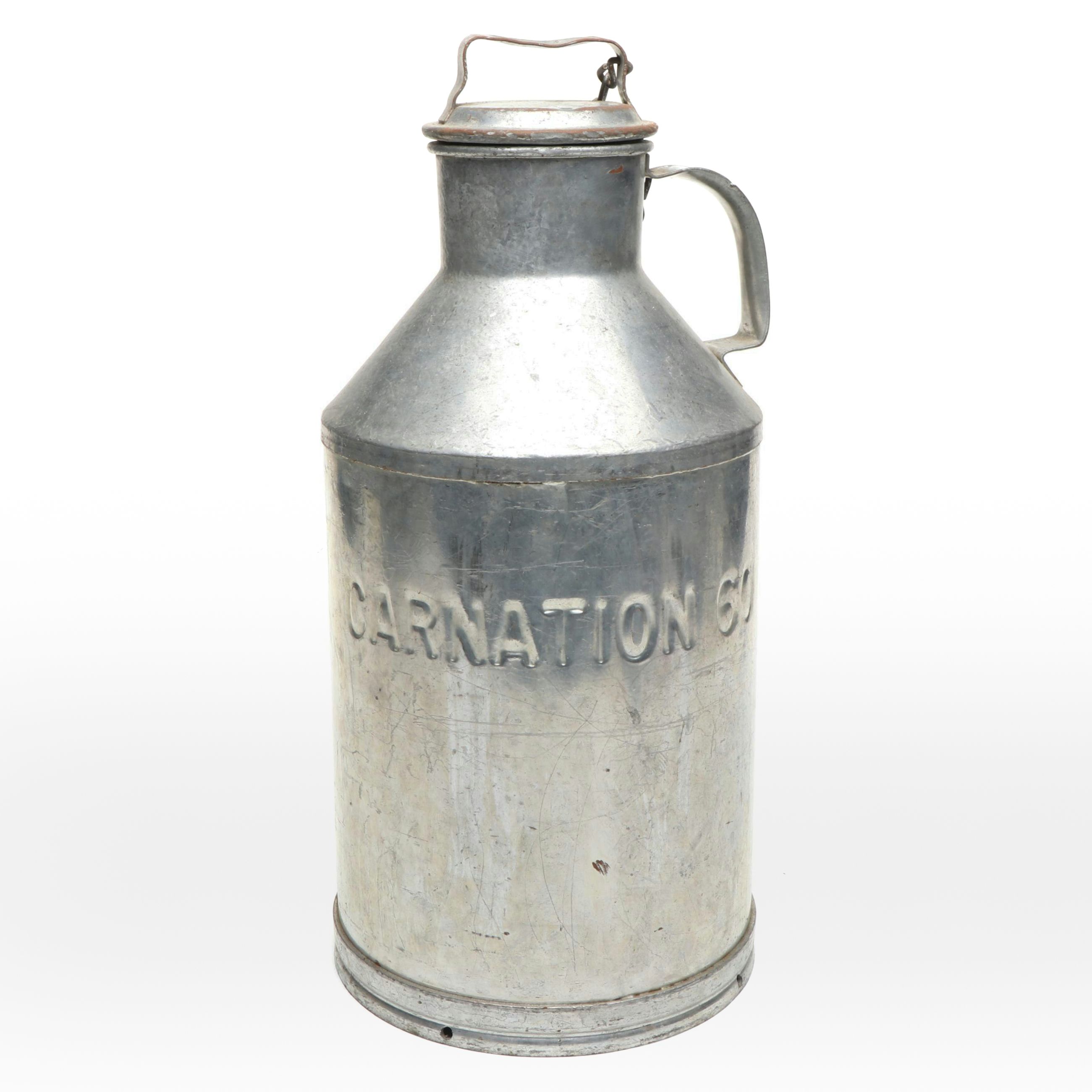 Galvanized Metal Carnation Co. Milk Can