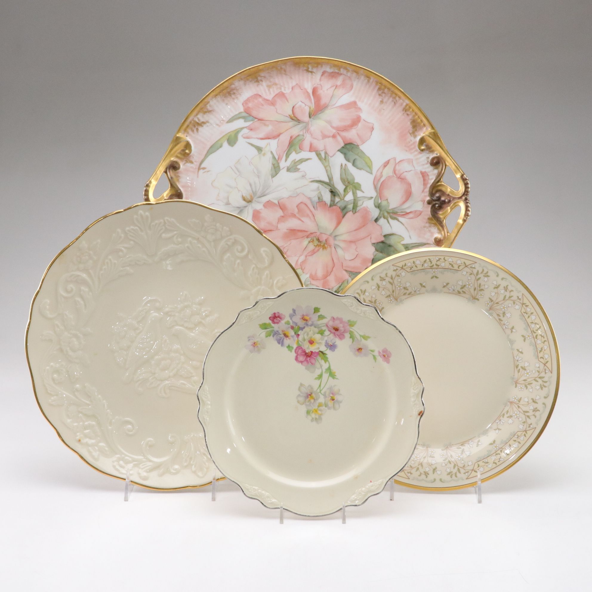 Hand-Painted Hobbyist Serving Platter & Other Plates, 1892