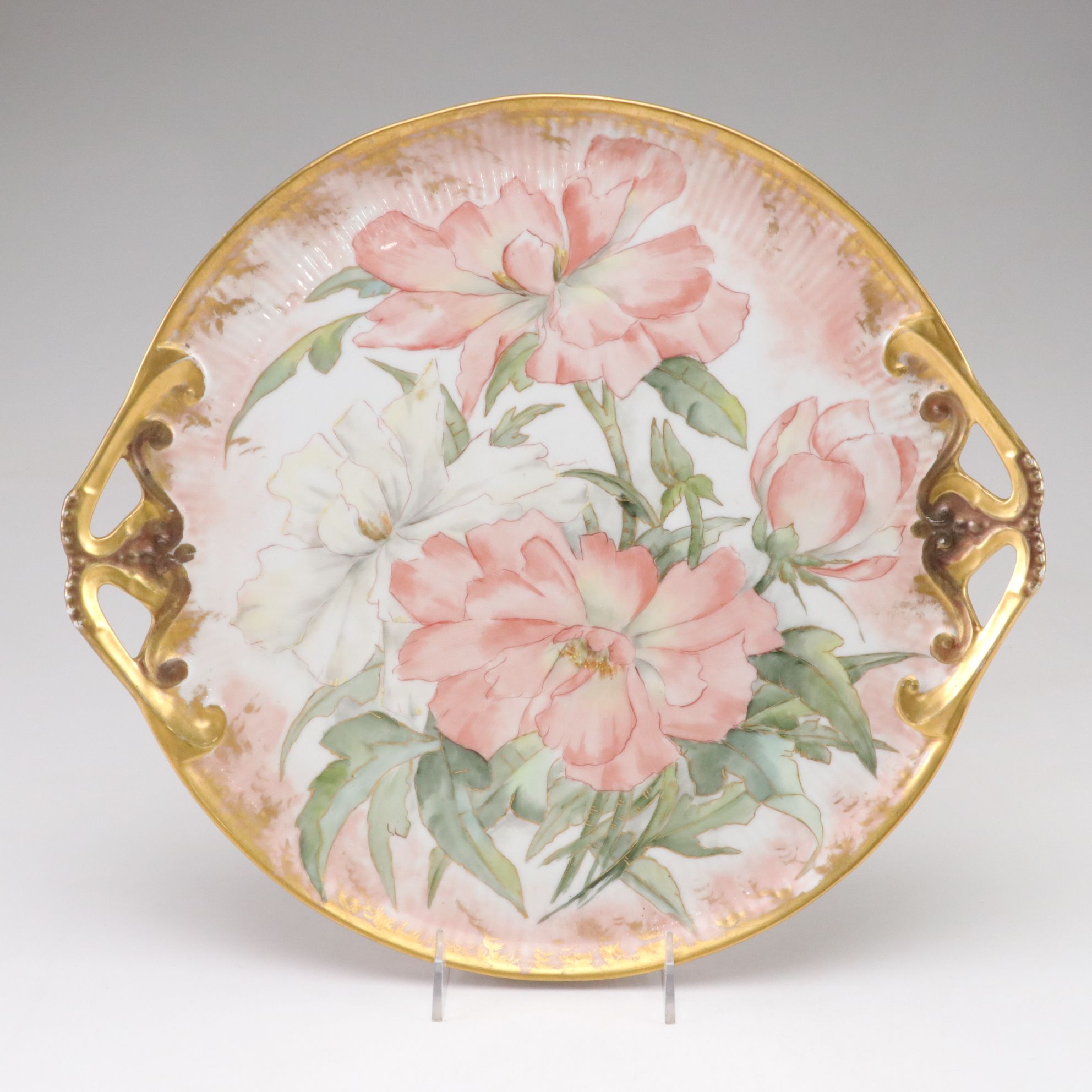 Hand-Painted Hobbyist Serving Platter & Other Plates, 1892