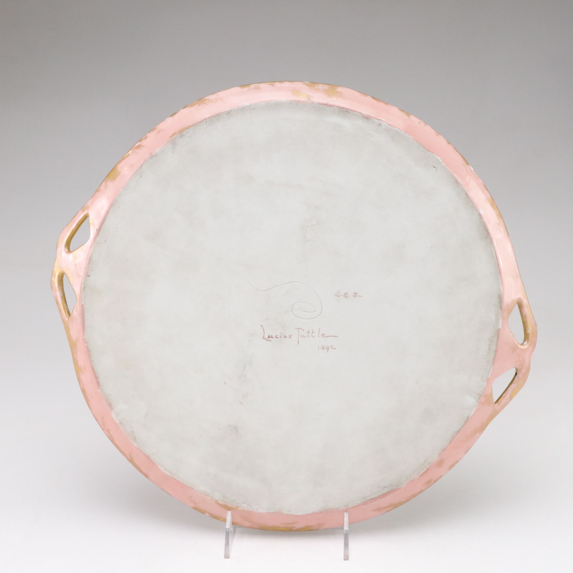 Hand-Painted Hobbyist Serving Platter & Other Plates, 1892