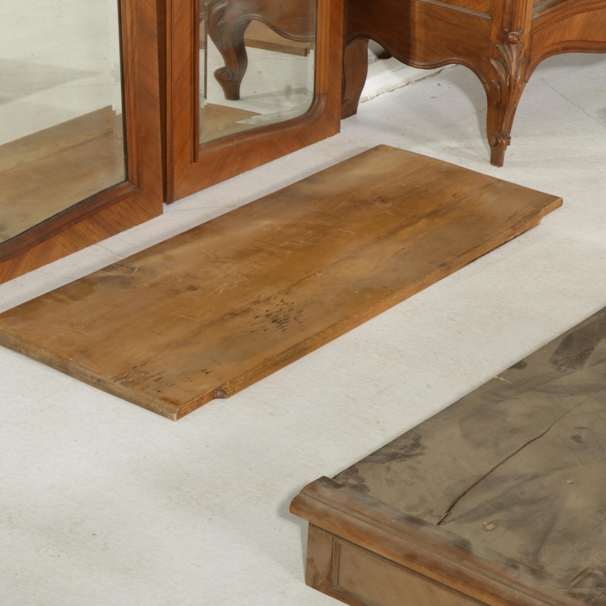 French Provincial Style Walnut Armoire Wardrobe with Mirror Doors