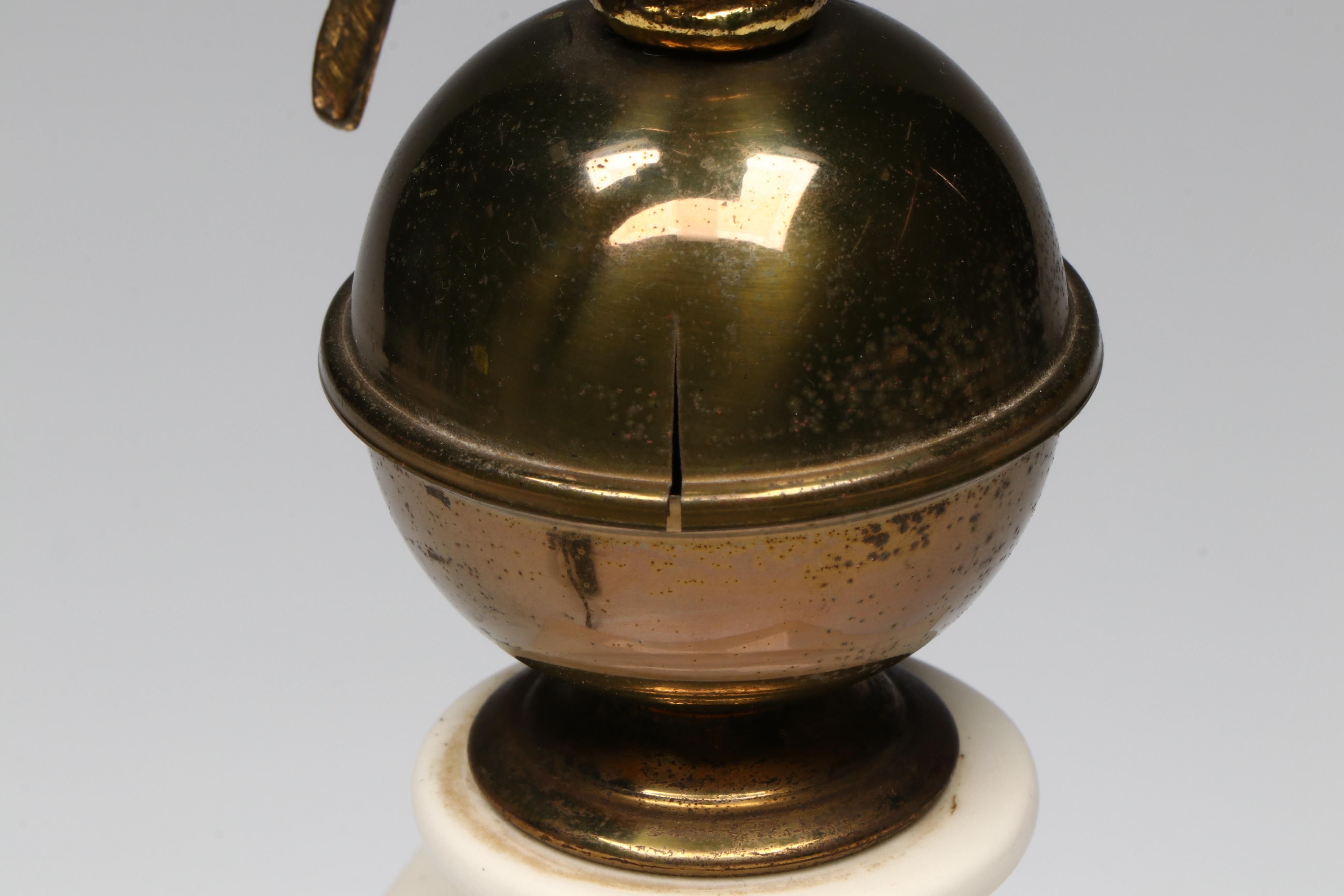 Federal Style China with Brass Eagle Toleware Lamp, Gilt Metal Eagle Wall Décor