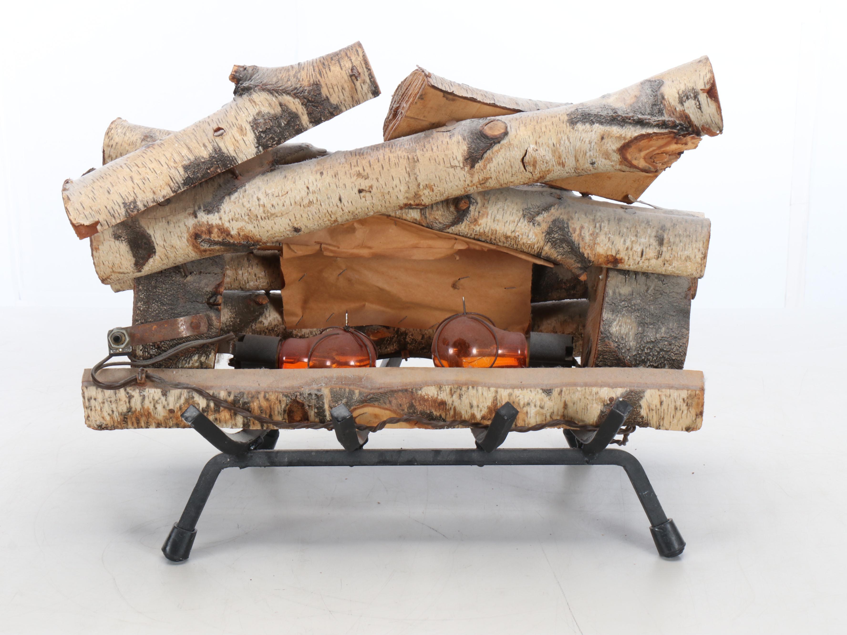 Birchwood Faux Fireplace Insert with Holder