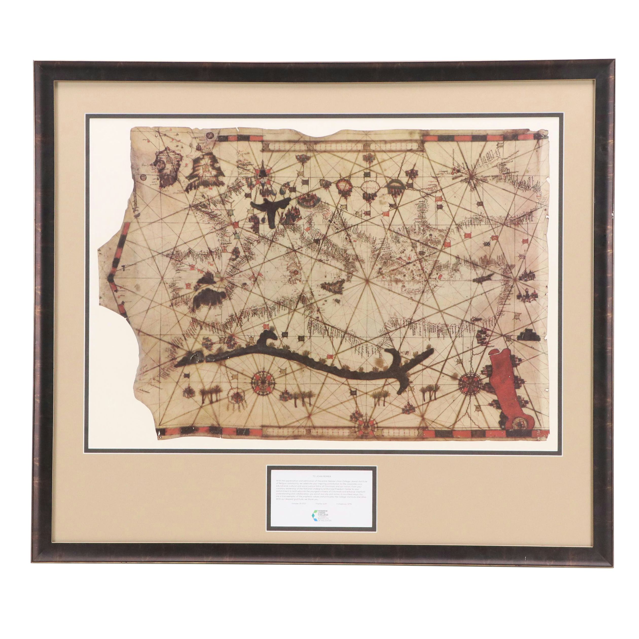 Facsimile Portolan Chart of the Mediterranean Sea After Judah Abenzara