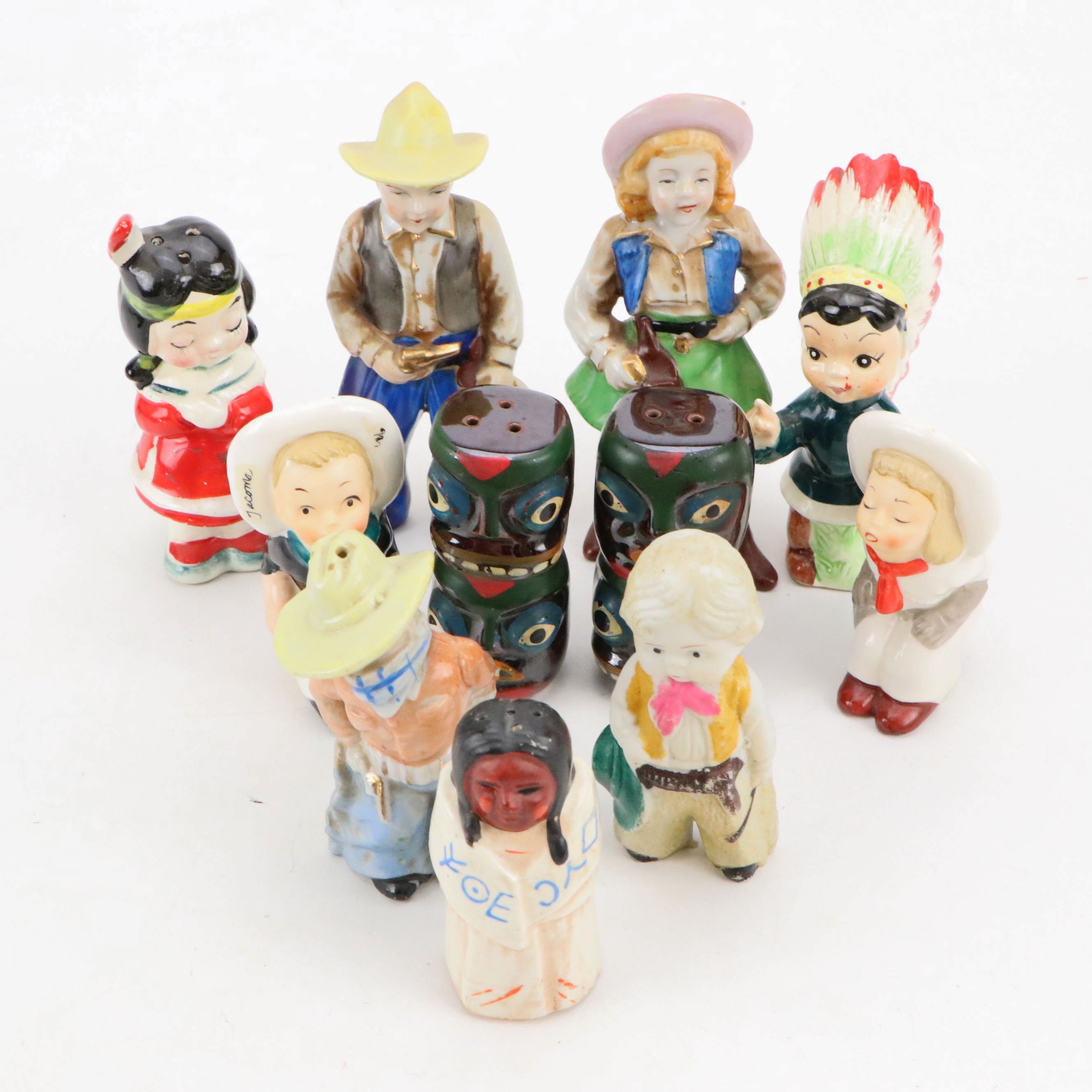 Western and Travel Ceramic Salt and Pepper Shakers