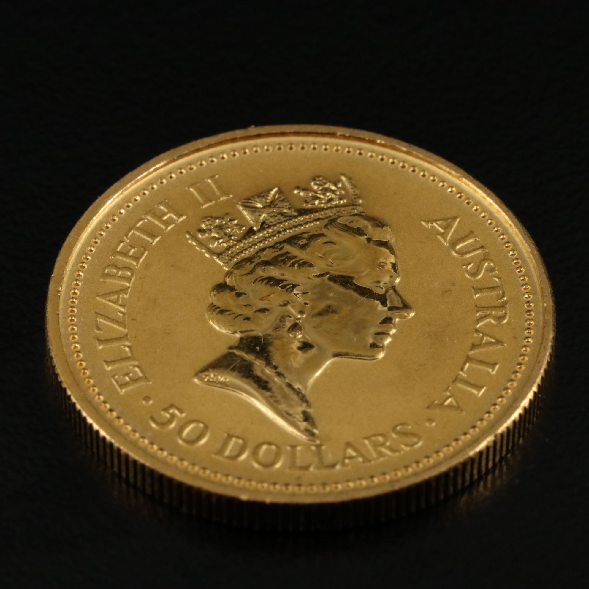 1989 $50 Australia Hand of Faith Gold Nugget 1/2 OZT Gold Coin