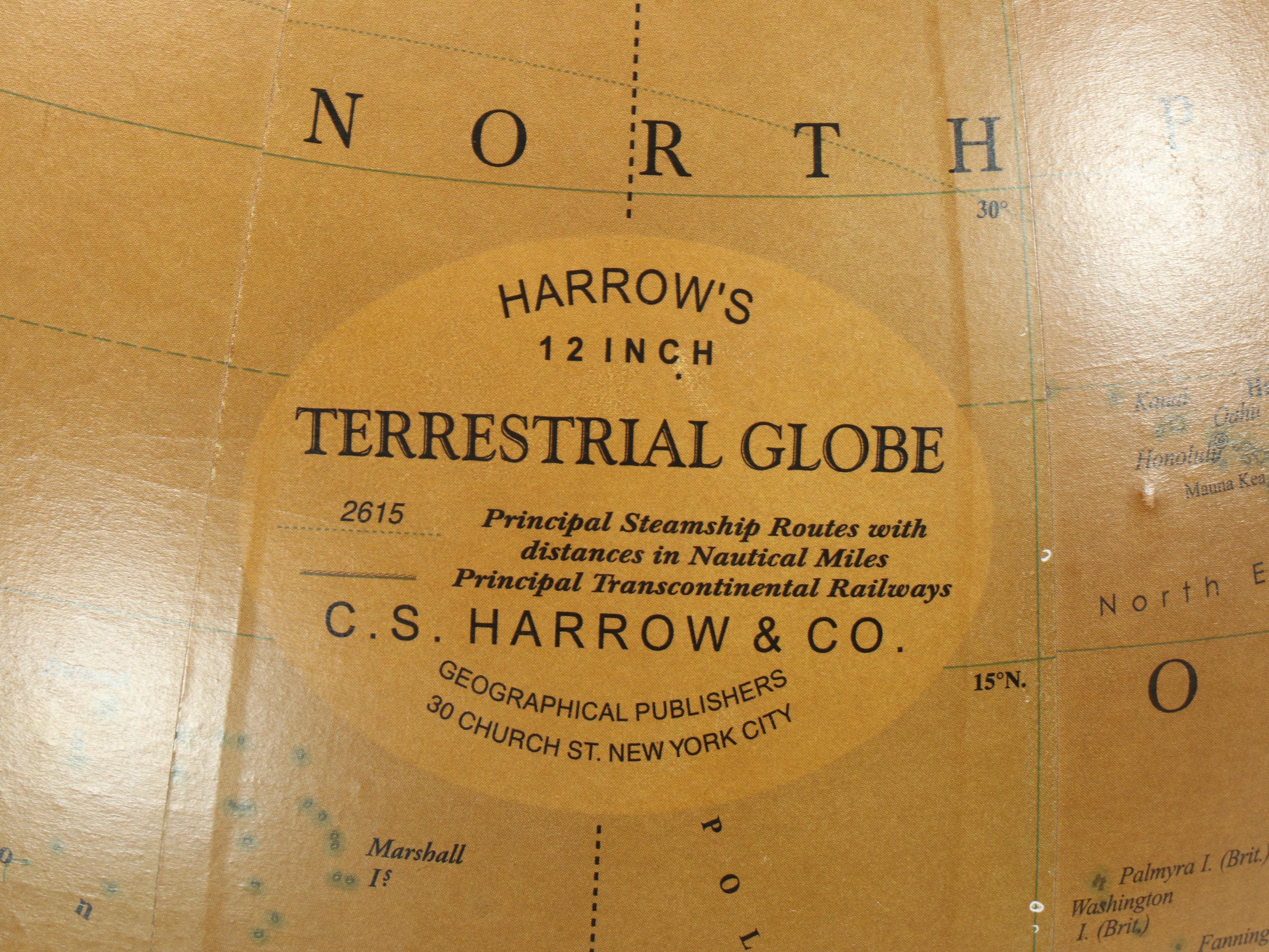C. S. Harrow & Co. Metal Decorative Terrestrial Globe