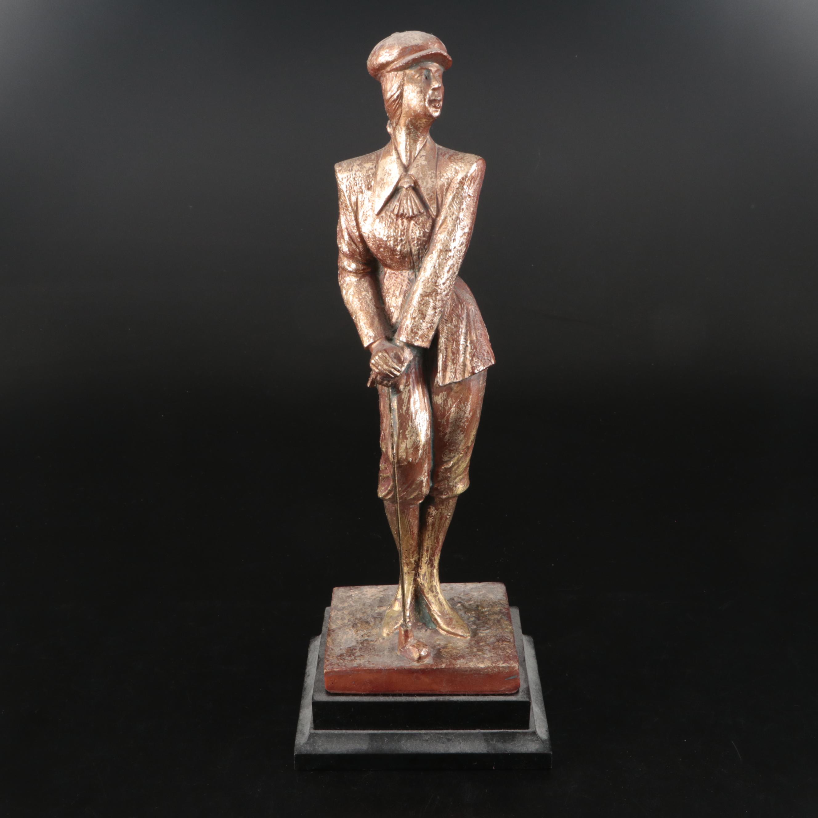 Decorative Crafts, Inc. Gilt Finish Golfer with Boy and Girl Figurines