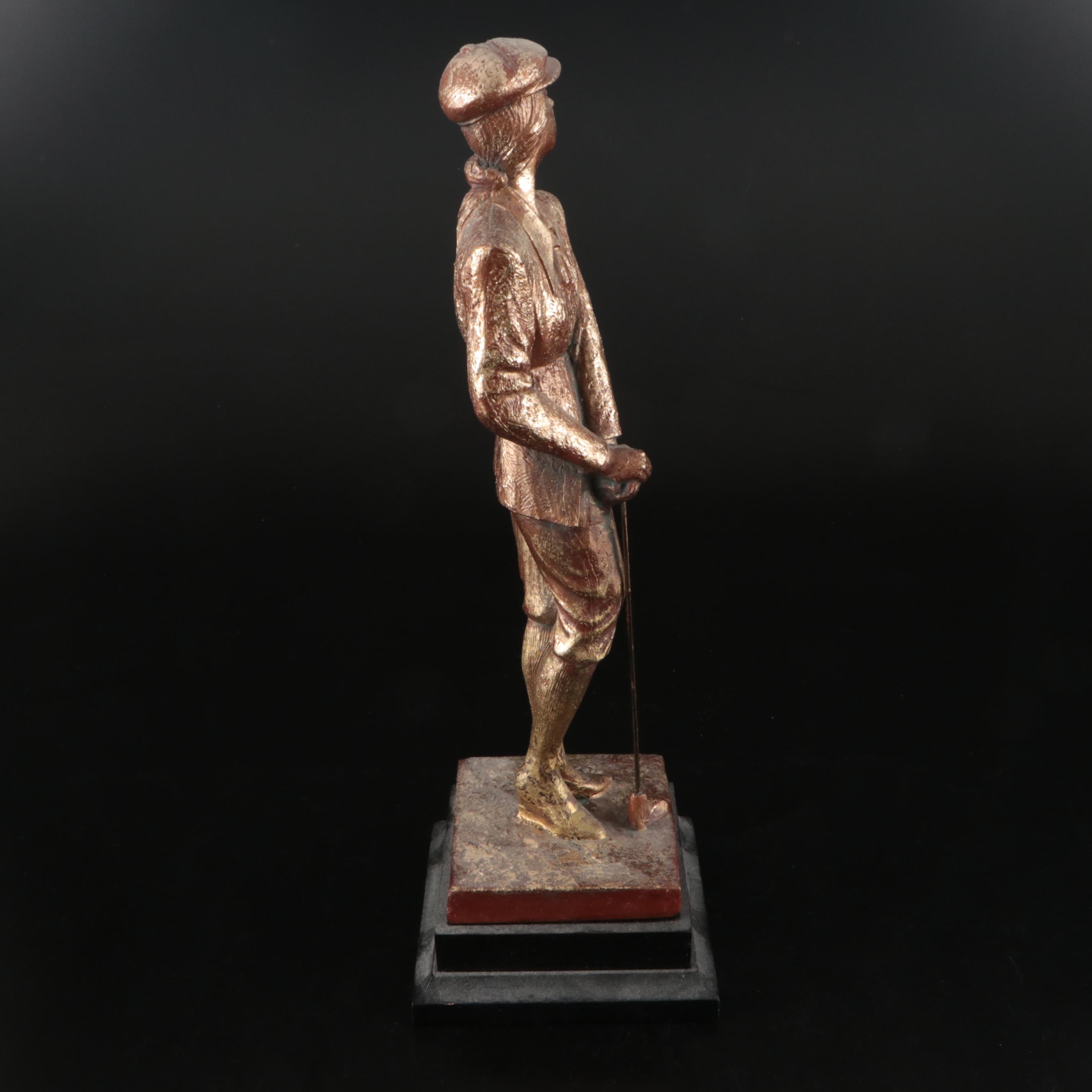 Decorative Crafts, Inc. Gilt Finish Golfer with Boy and Girl Figurines