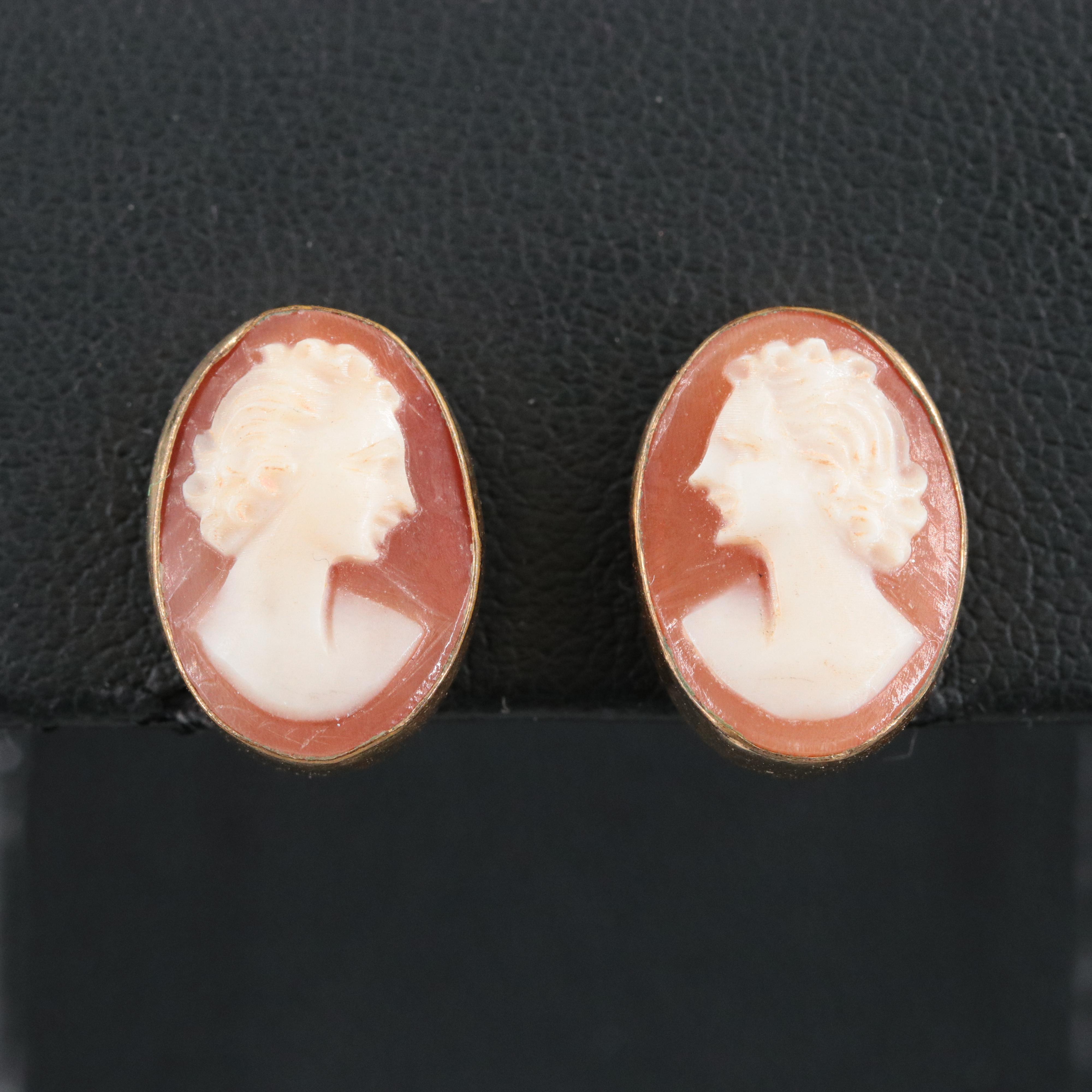 Van Dell Vintage Gold Filled Cameo Earrings