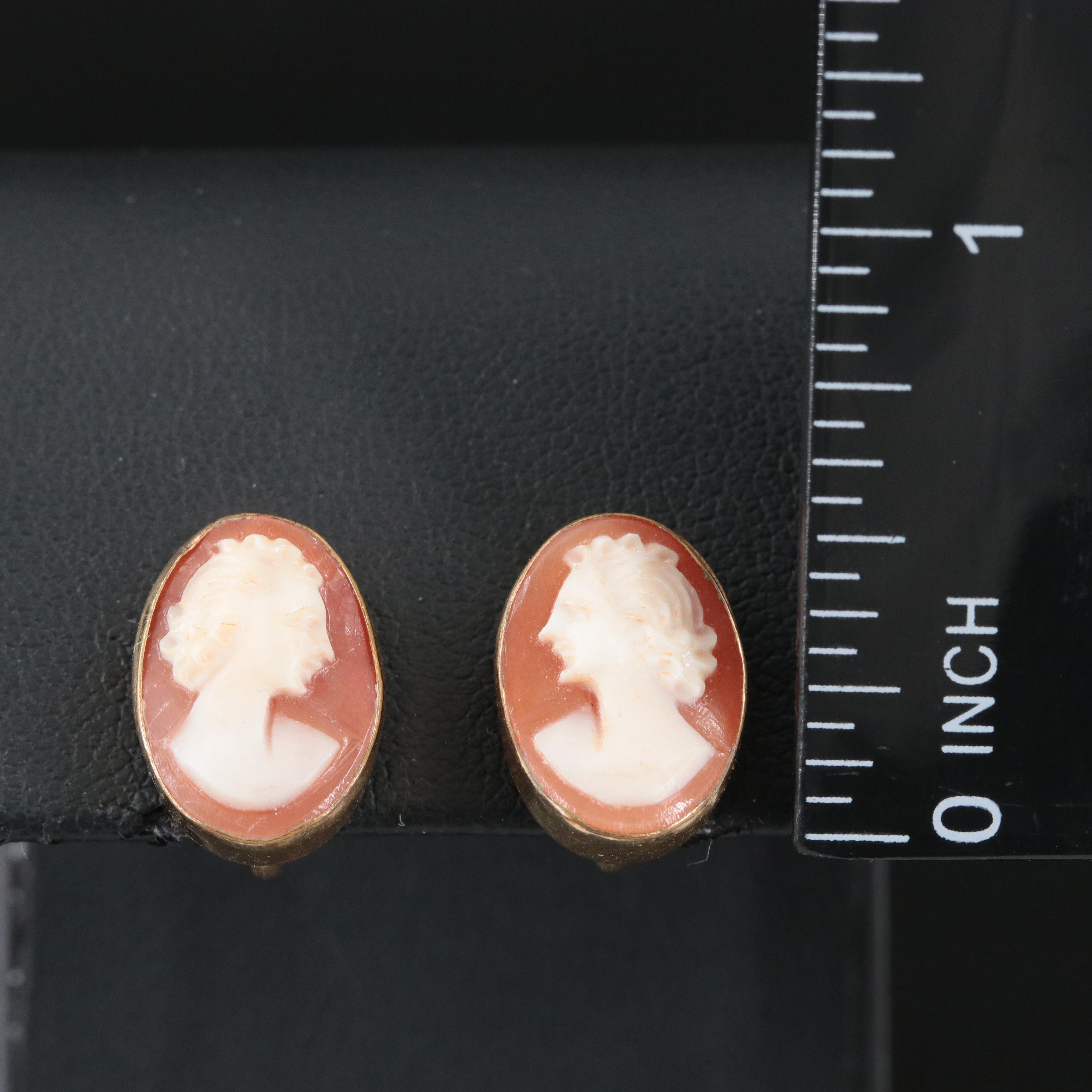 Van Dell Vintage Gold Filled Cameo Earrings