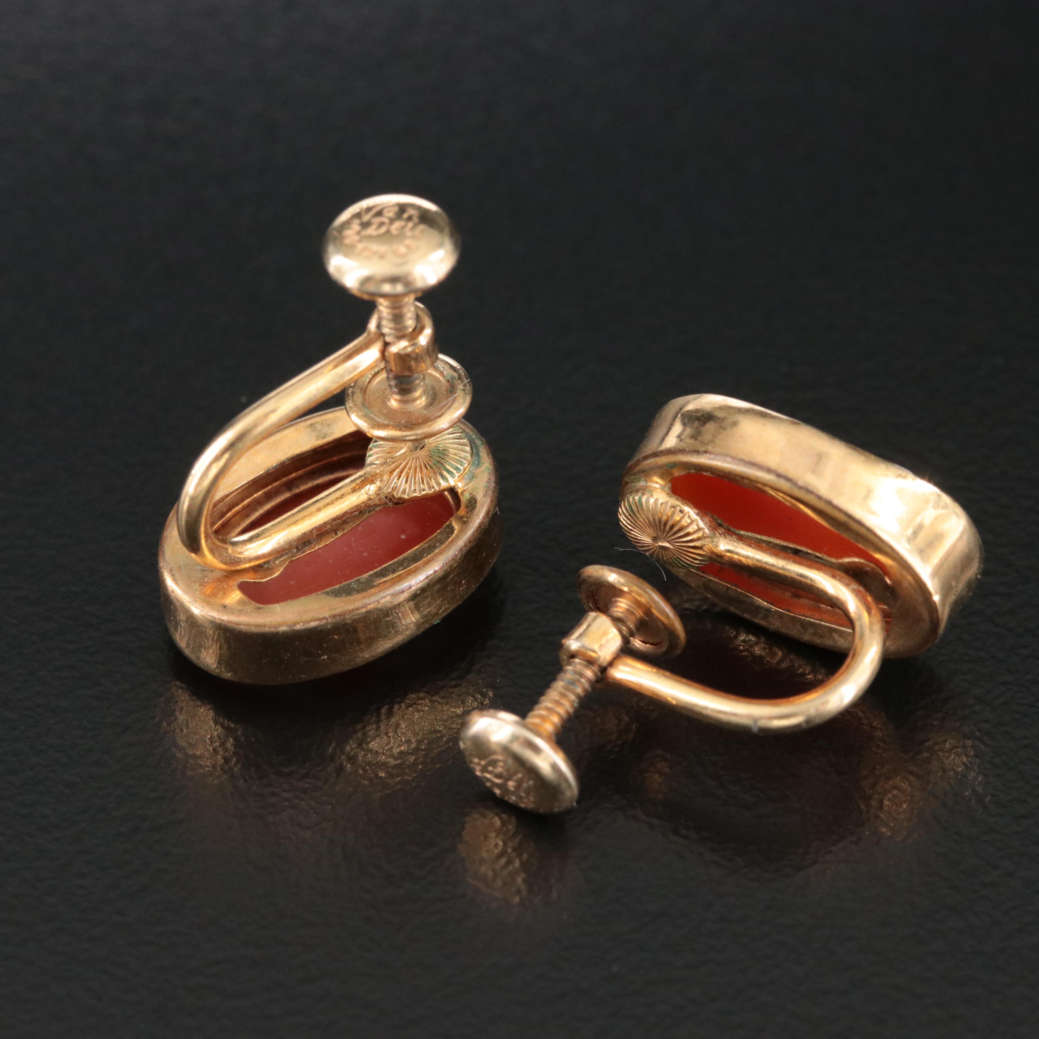 Van Dell Vintage Gold Filled Cameo Earrings