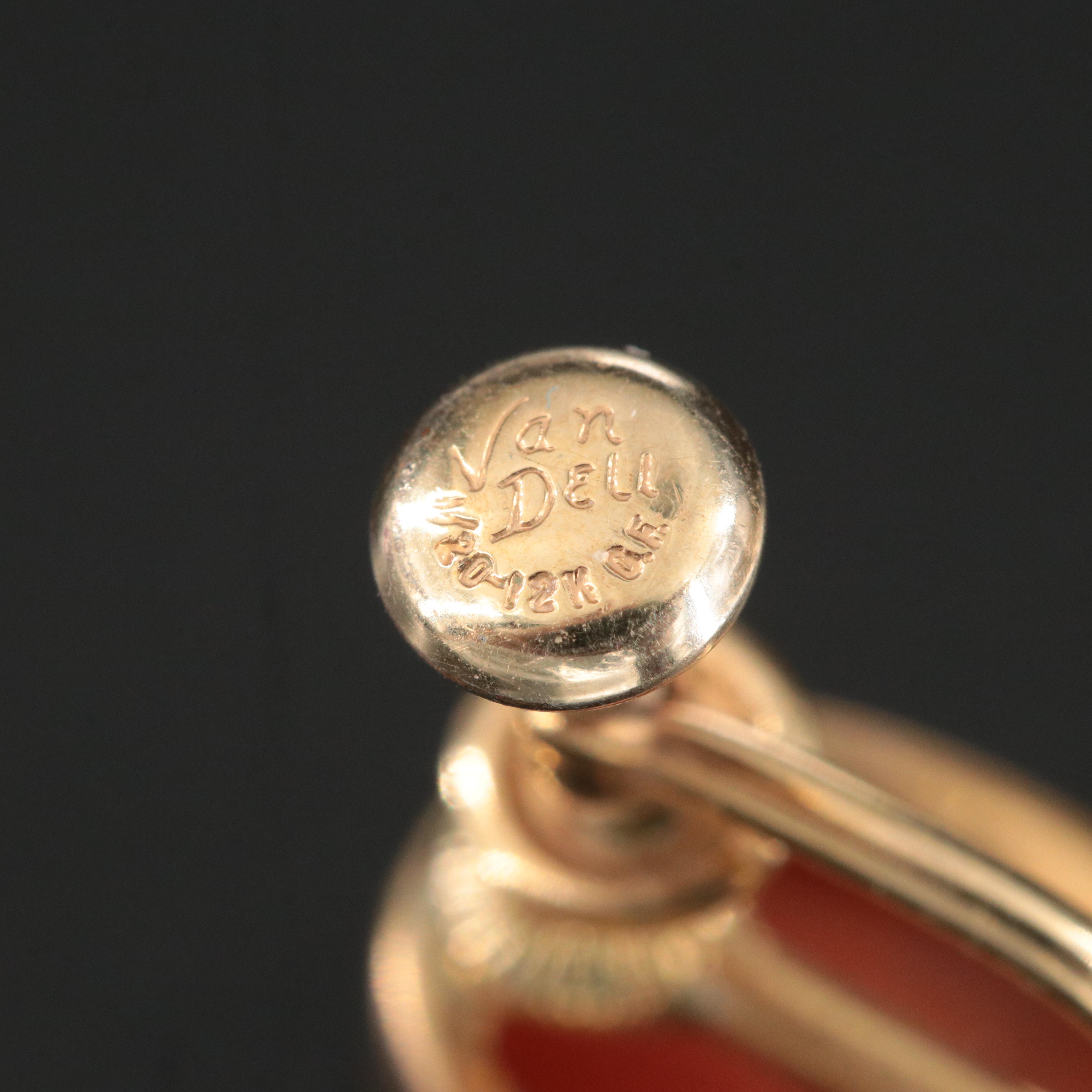 Van Dell Vintage Gold Filled Cameo Earrings