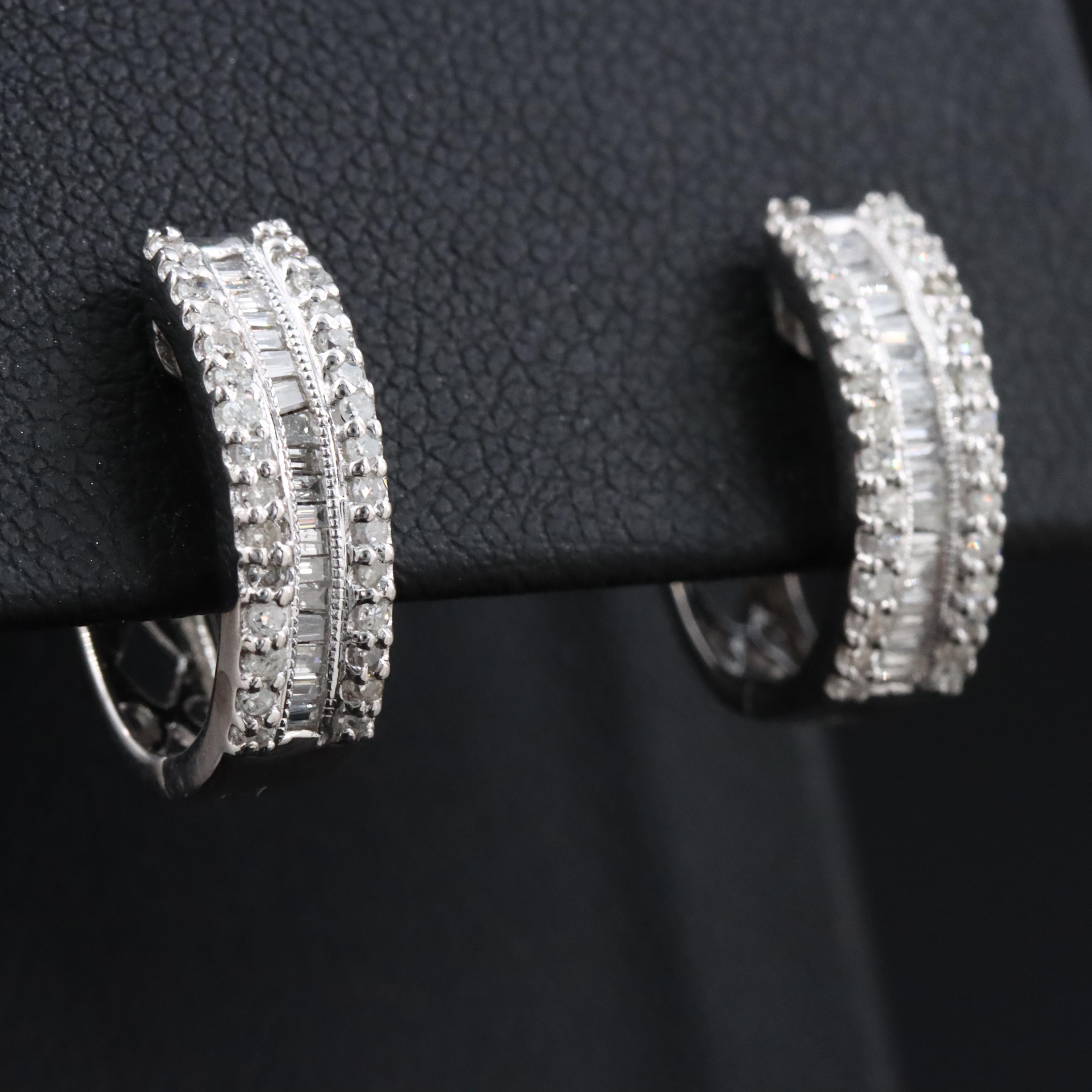 14K 0.48 CTW Diamond Huggie Hoop Earrings
