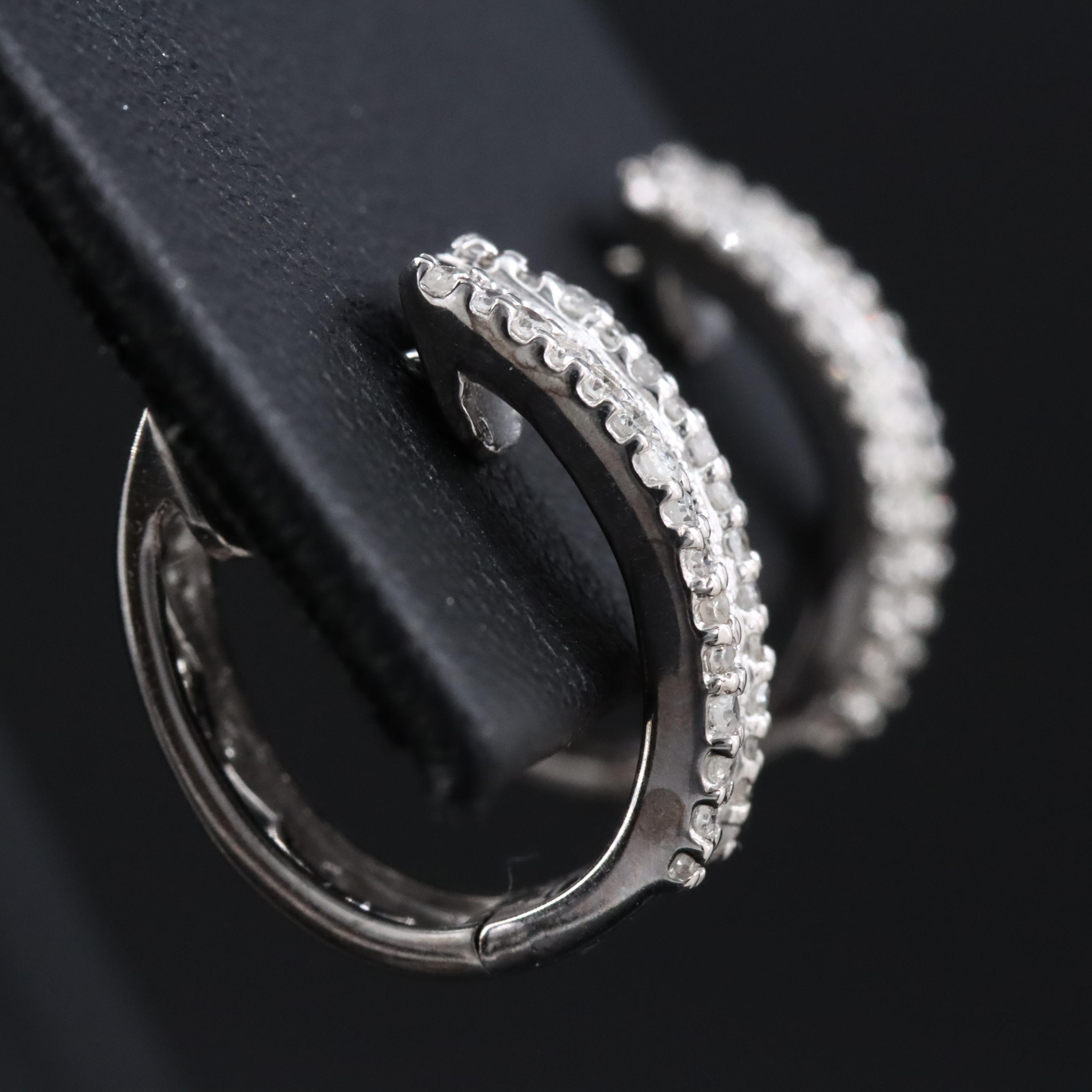 14K 0.48 CTW Diamond Huggie Hoop Earrings